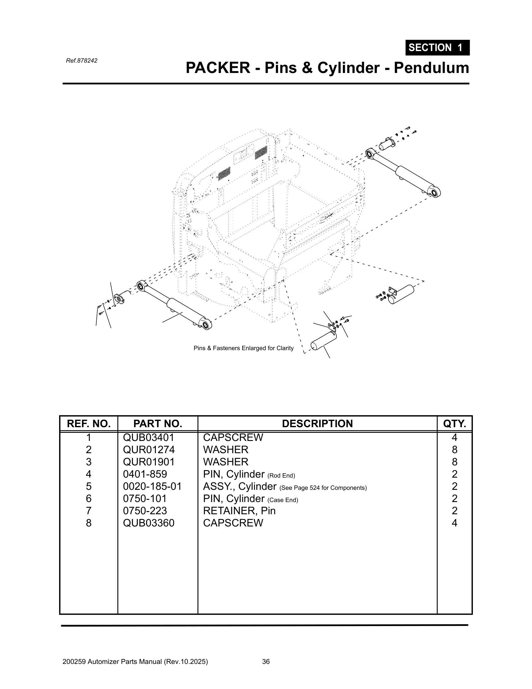 Pins & Fasteners Enlarged for Clarity