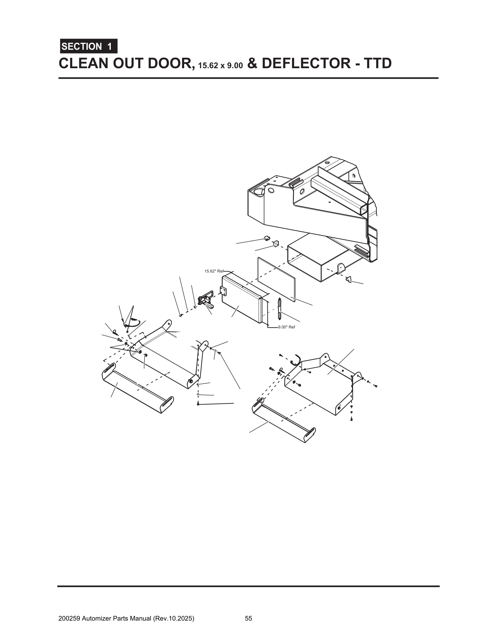 Clean out door/deflector (15.62” x 9.00”)