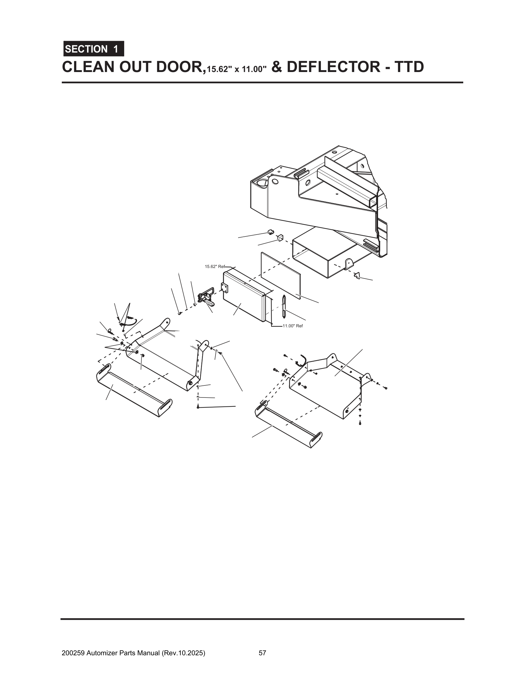 Clean out door/deflector (15.62” x 11.00”)