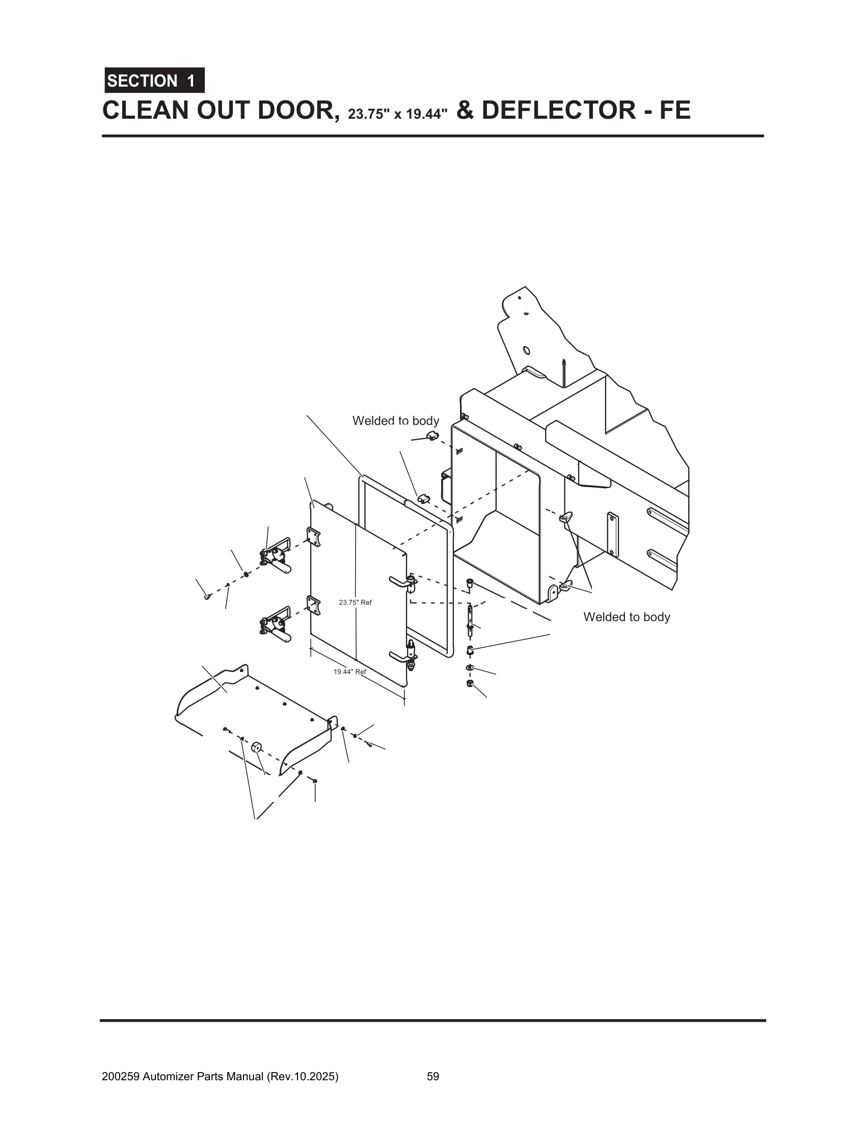 Clean out door/deflector (23.75” x 19.44”)