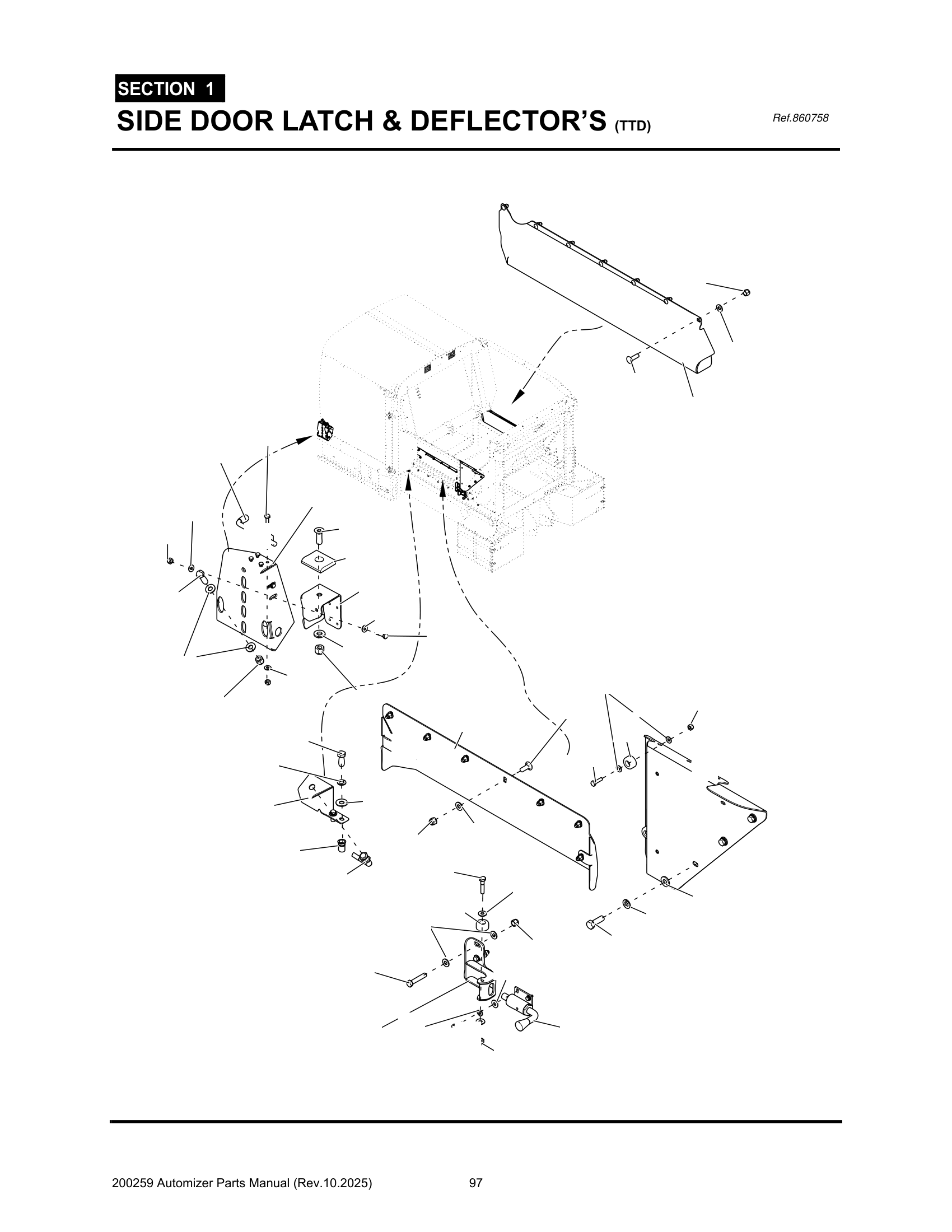 Side door latch & deflector