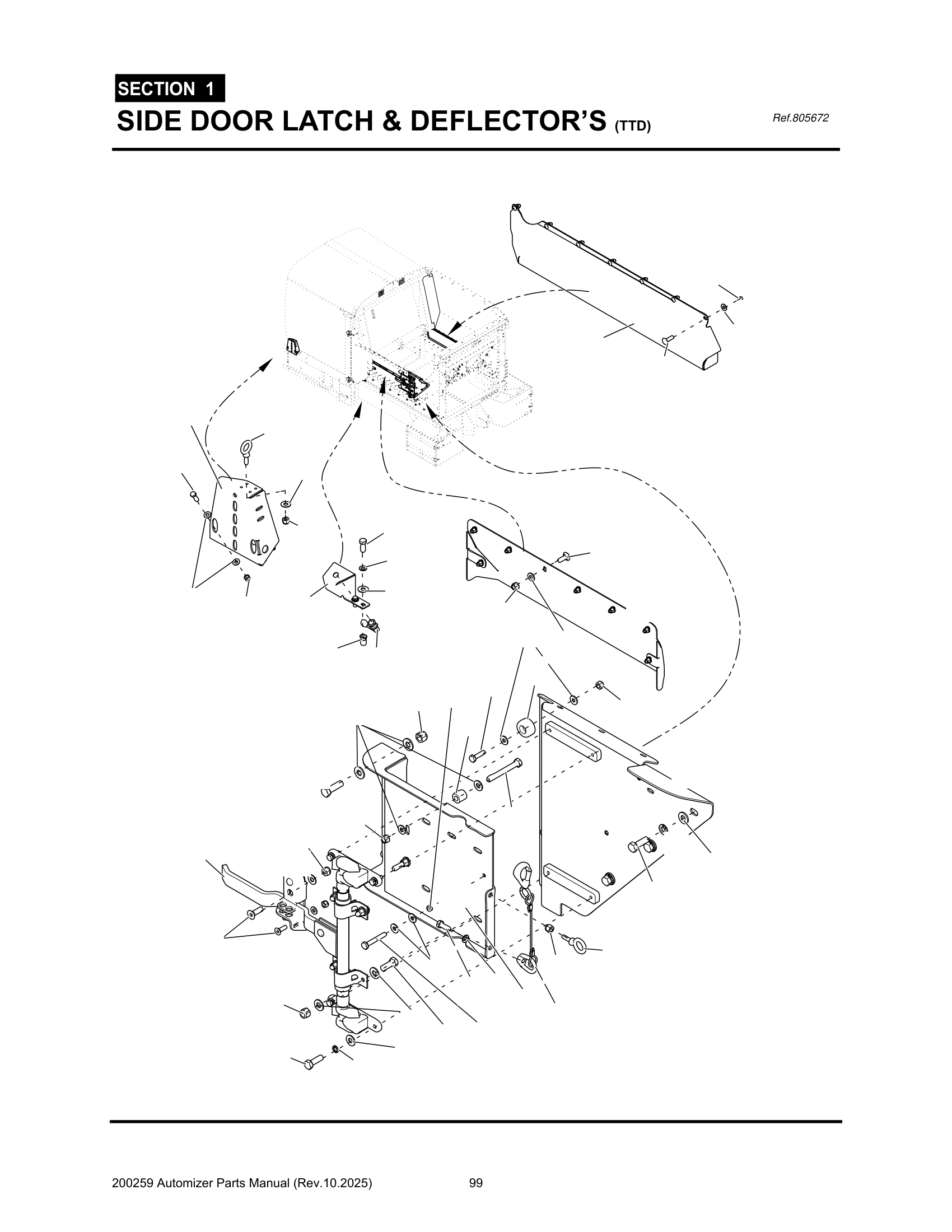 Side door latch & deflector