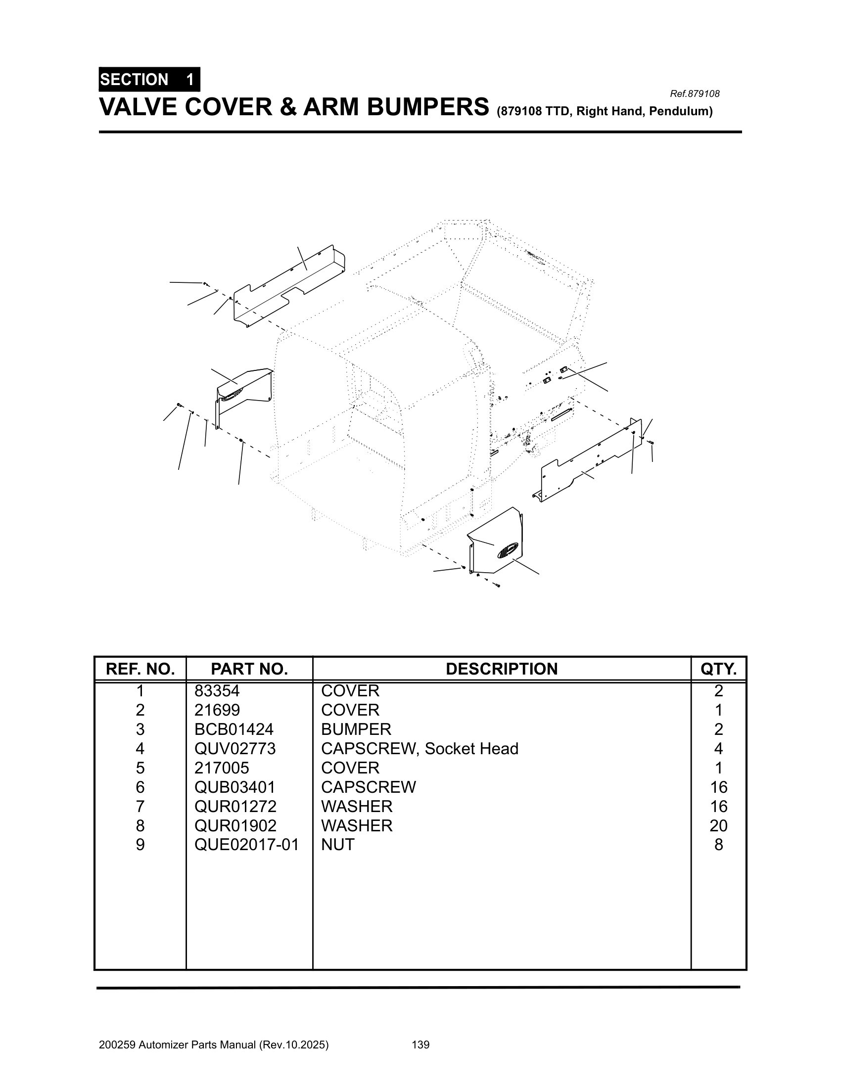 Valve cover/Arm bumpers (TTD, R.H., Pendulum, 878239)