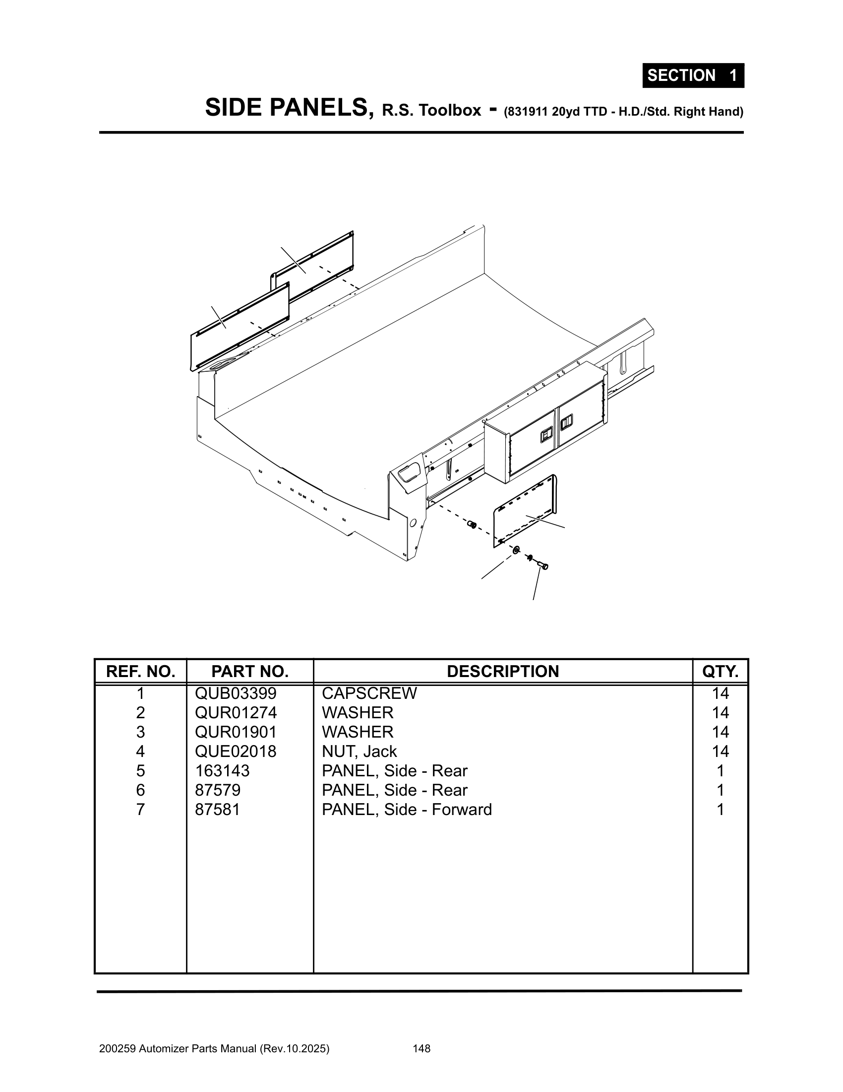 Side body panels (27Yd. S.S.