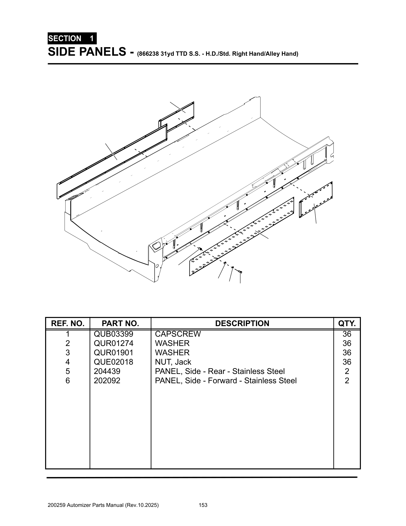 Body rear hinge (All) & Body front guides (TTD)