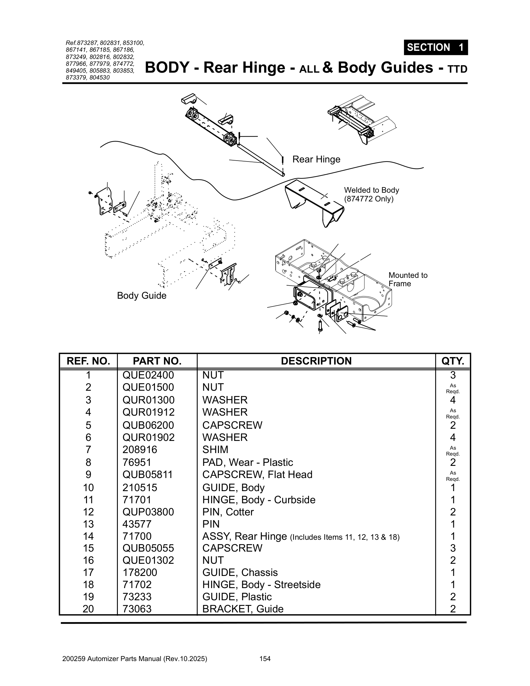 Body front hold down