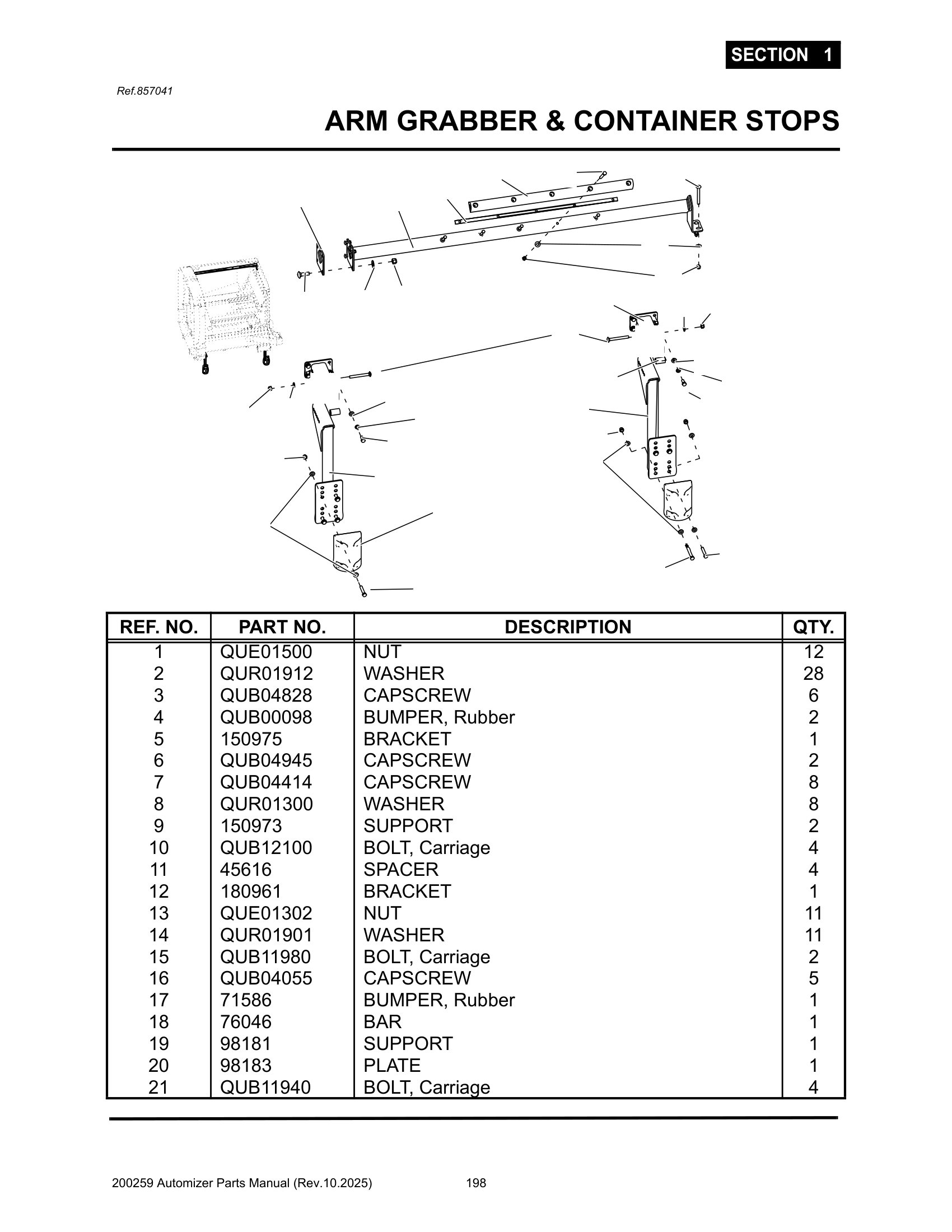 Arm grabber & Container stops (829786)