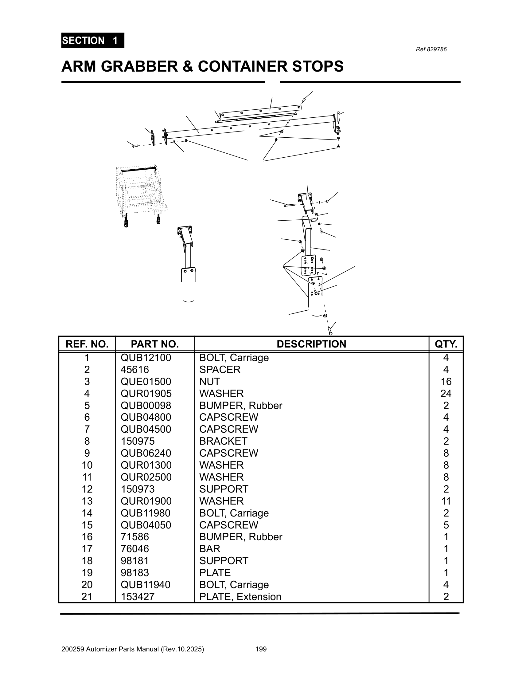 Arm grabber & Container stops (829786)