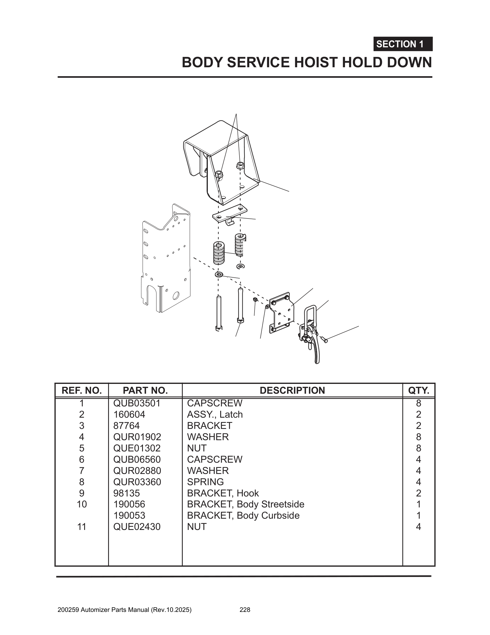 Tailgate Assembly (Latch, Prop & T.G. Pivot Pins)