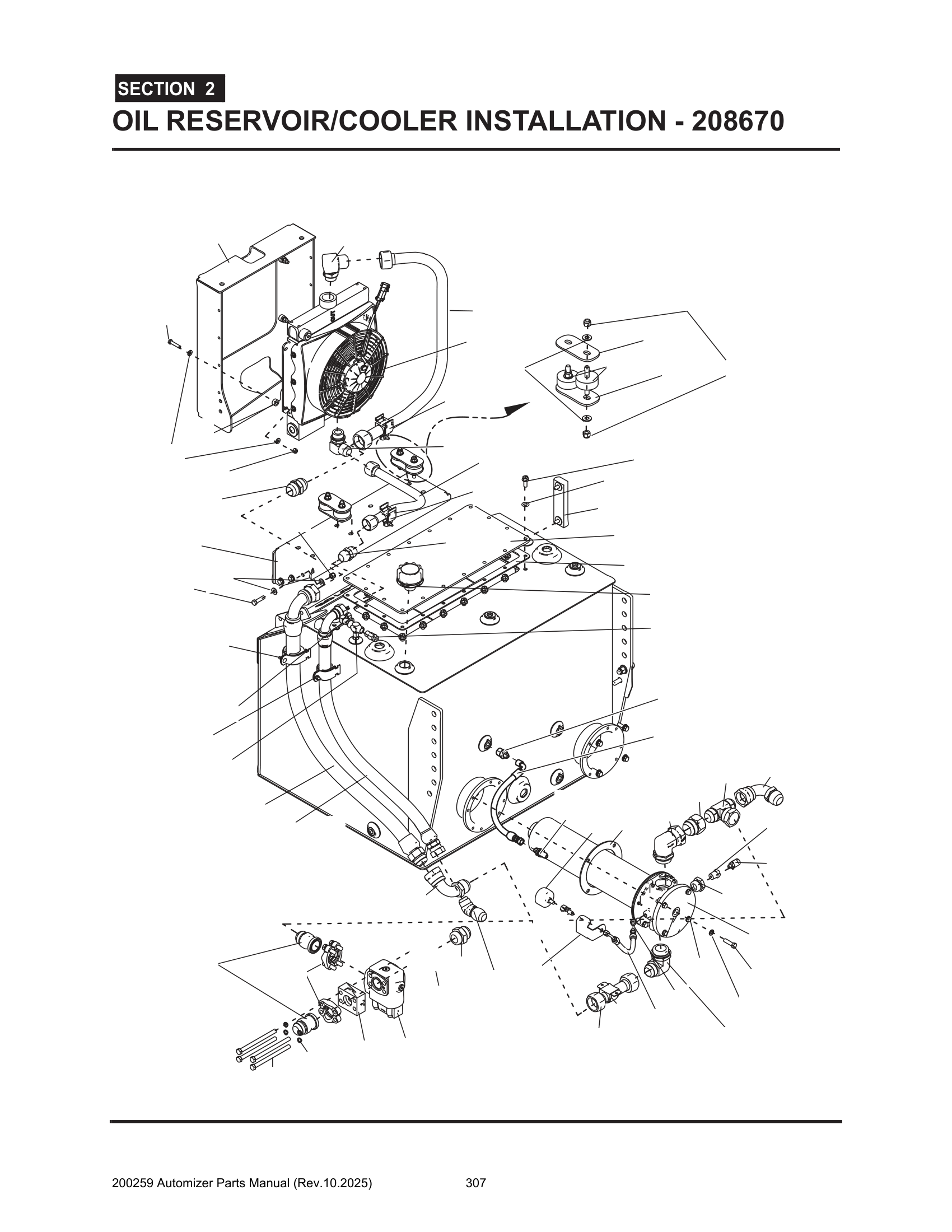 Oil reservoir/cooler installation (208670)