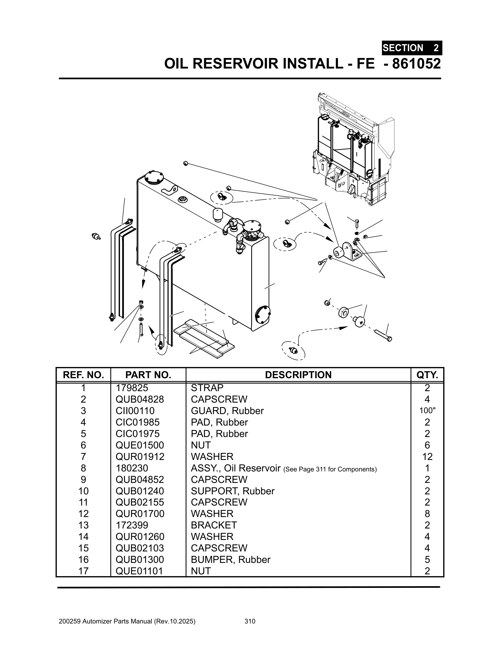Oil reservoir assembly (Max Cpty. = 84 us gal.)(180230)