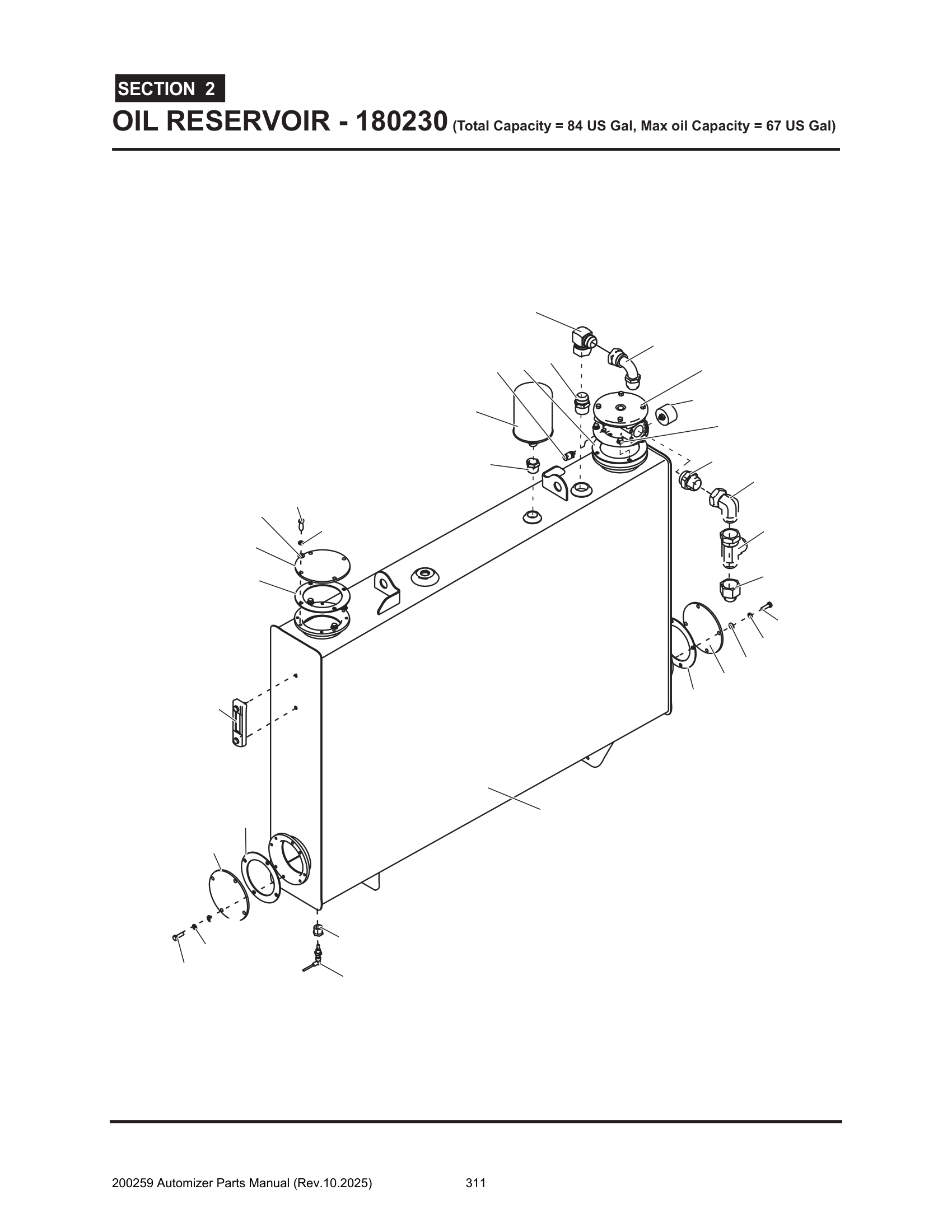 Oil reservoir assembly (Max Cpty. = 84 us gal.)(180230)