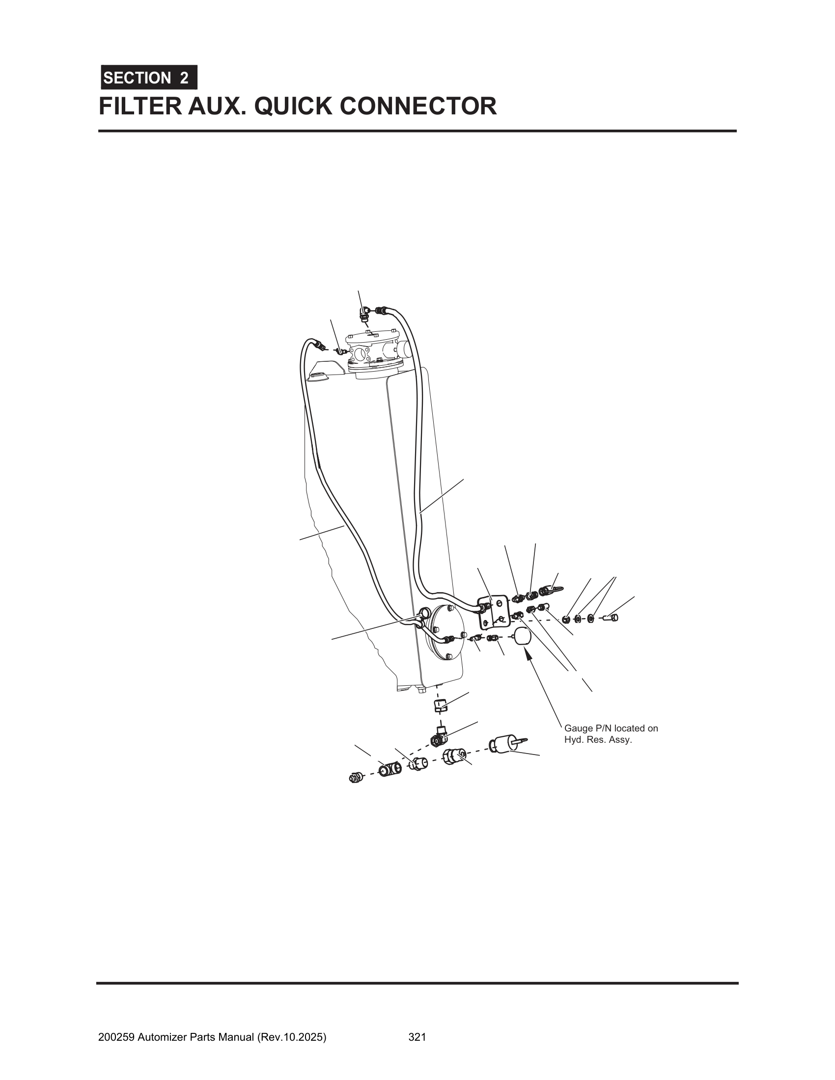 Filter auxiliary quick connector