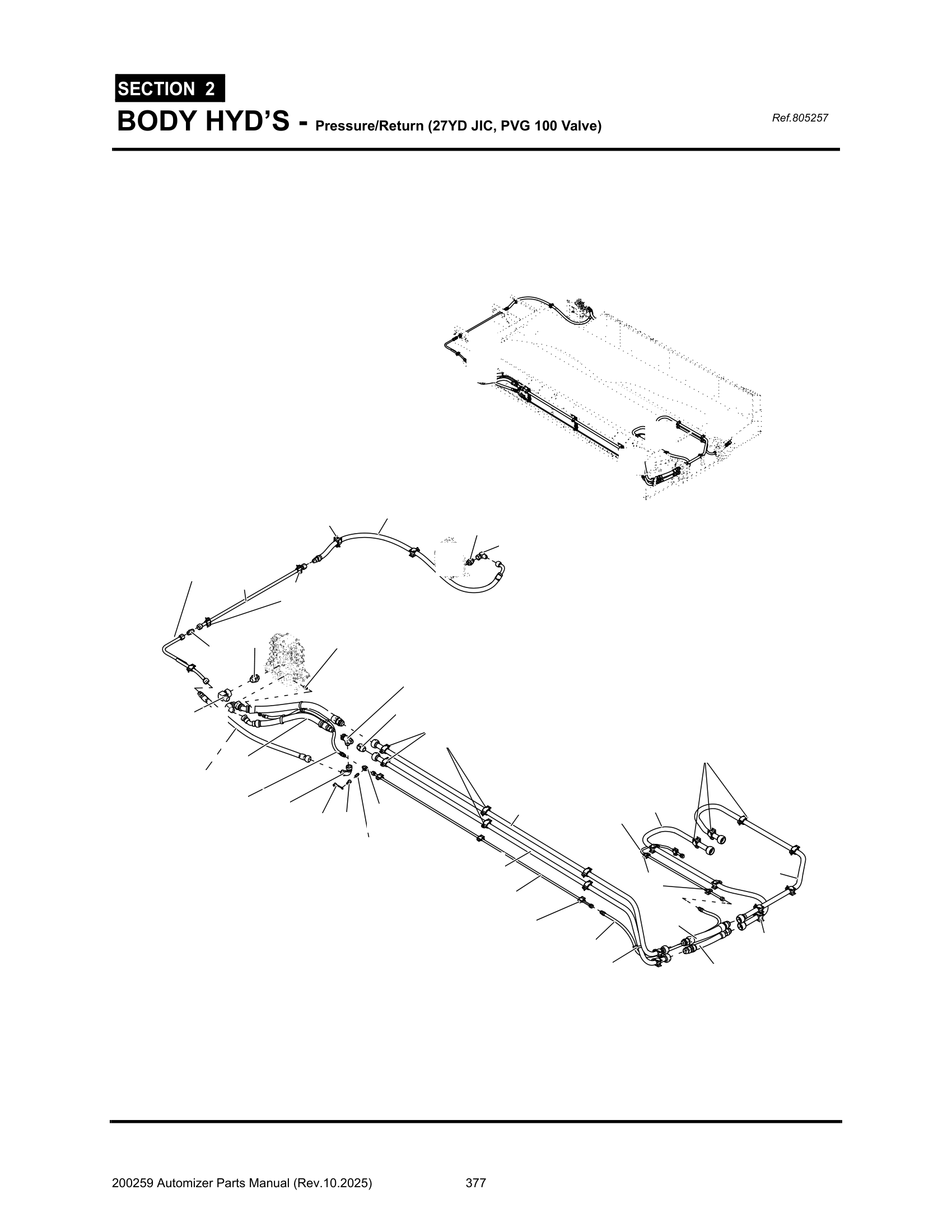 Body Pres/Ret hyd’s (Vlv to Rear