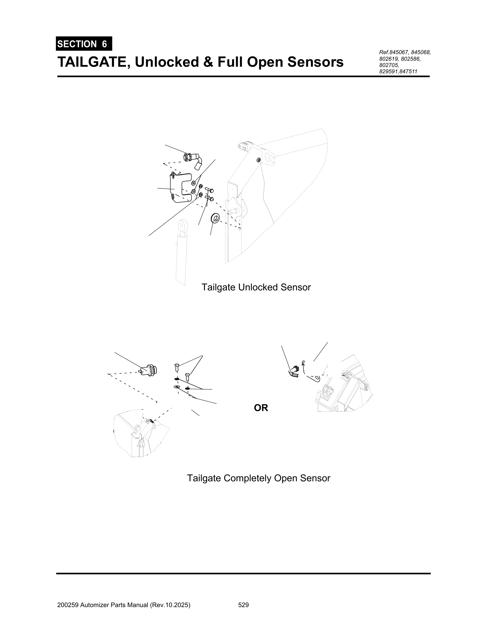 TAILGATE, Unlocked & Full Open Sensors