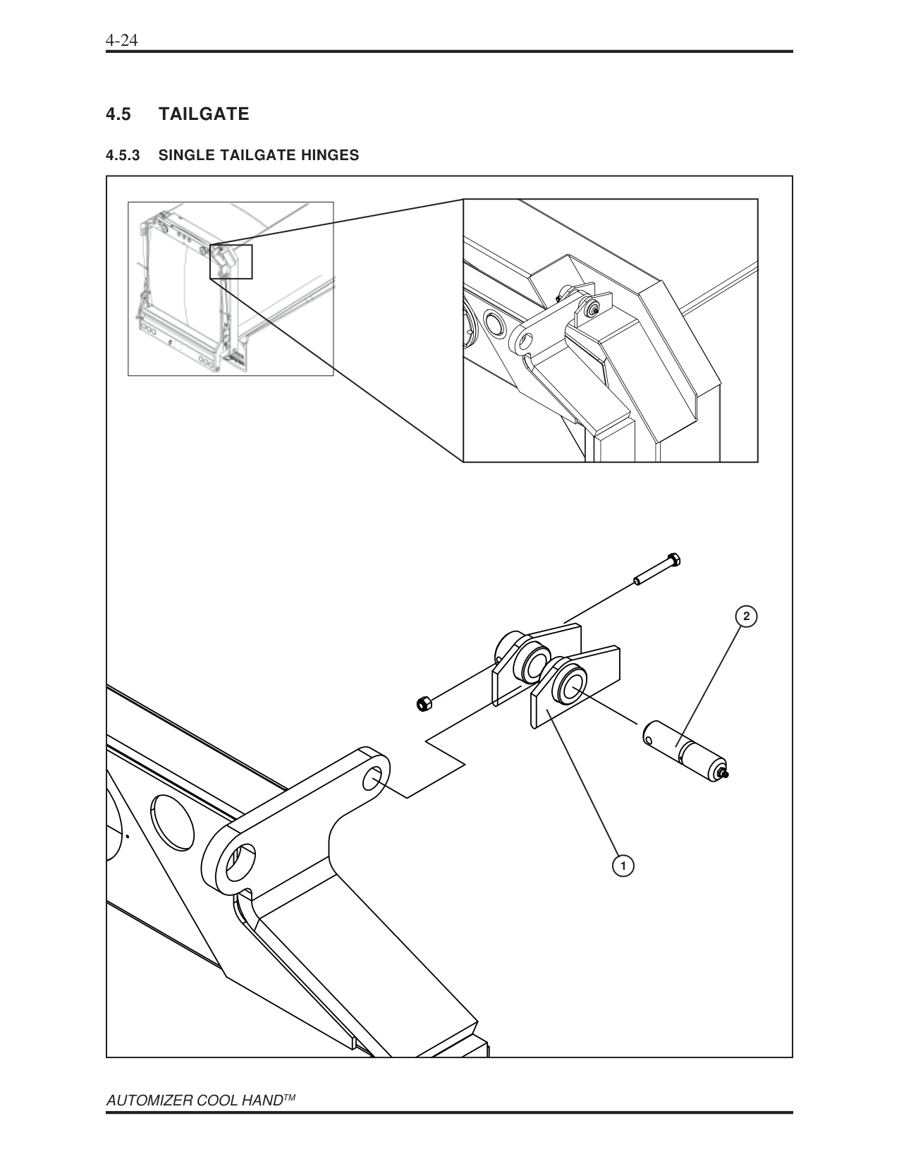 SINGLE TAILGATE HINGES
