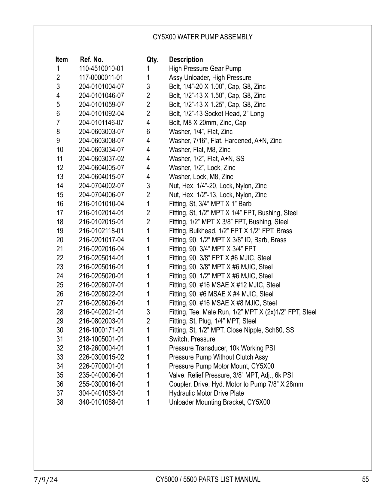 Unloader Mounting Bracket, CY5X00
