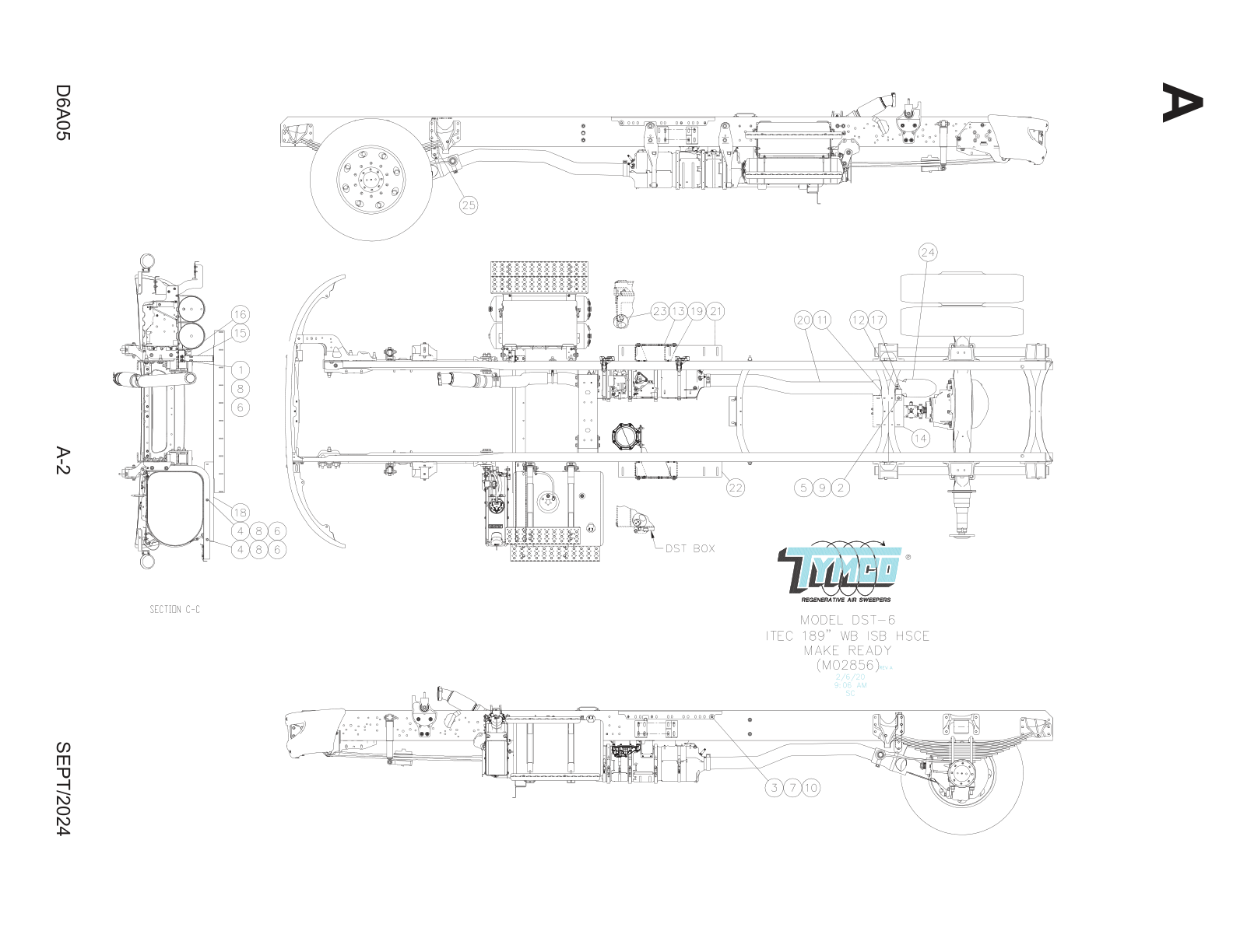 TYMCO MODEL DST-6 — TRUCK MAKE READY PARTS LIST — INTERNATIONAL MV607