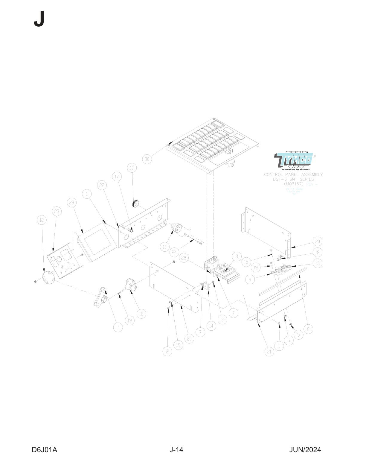 TYMCO MODEL DST-6 — CONTROL CONSOLE ASSEMBLY — DWG-M03167