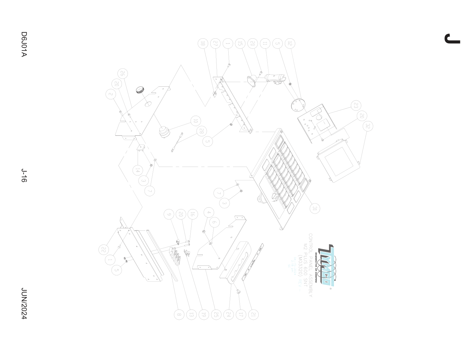 TYMCO MODEL 600 — FREIGHTLINER M2 PLUS (2025+) — CONTROL CONSOLE ASSEMBLY