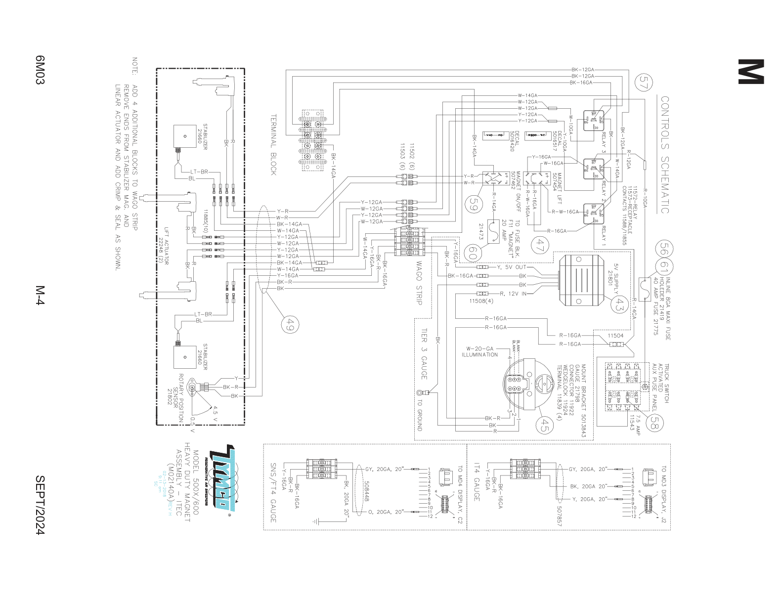 TYMCO MODEL 600/500x — ITEC HEAVY DUTY MAGNET ASSEMBLY — DWG-M02140 & M02140A