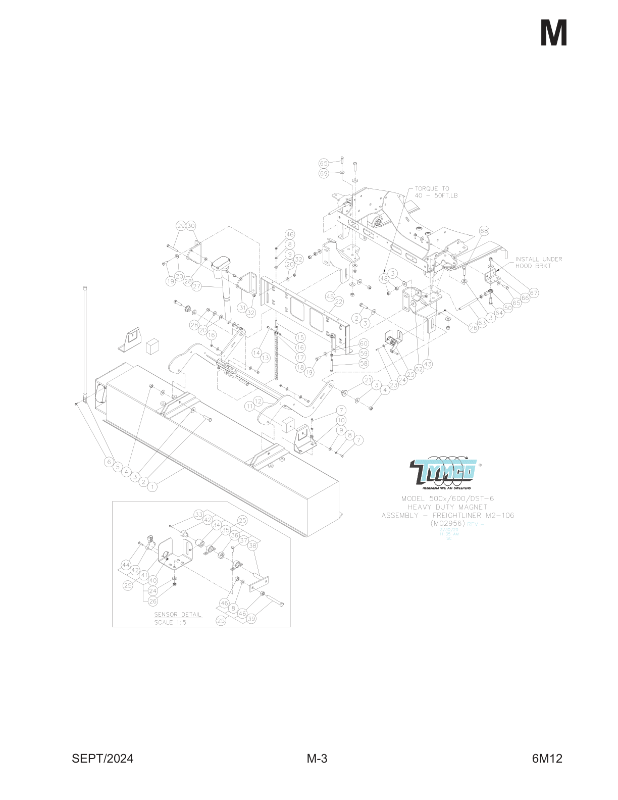 TYMCO MODEL 600 — FREIGHTLINER M2-106 HEAVY DUTY MAGNET ASSEMBLY — DWG-M02956 & M02956A