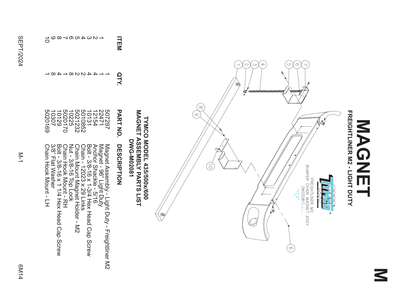 MAGNET — FREIGHTLINER M2 - LIGHT DUTY — TYMCO MODEL 435/500x/600