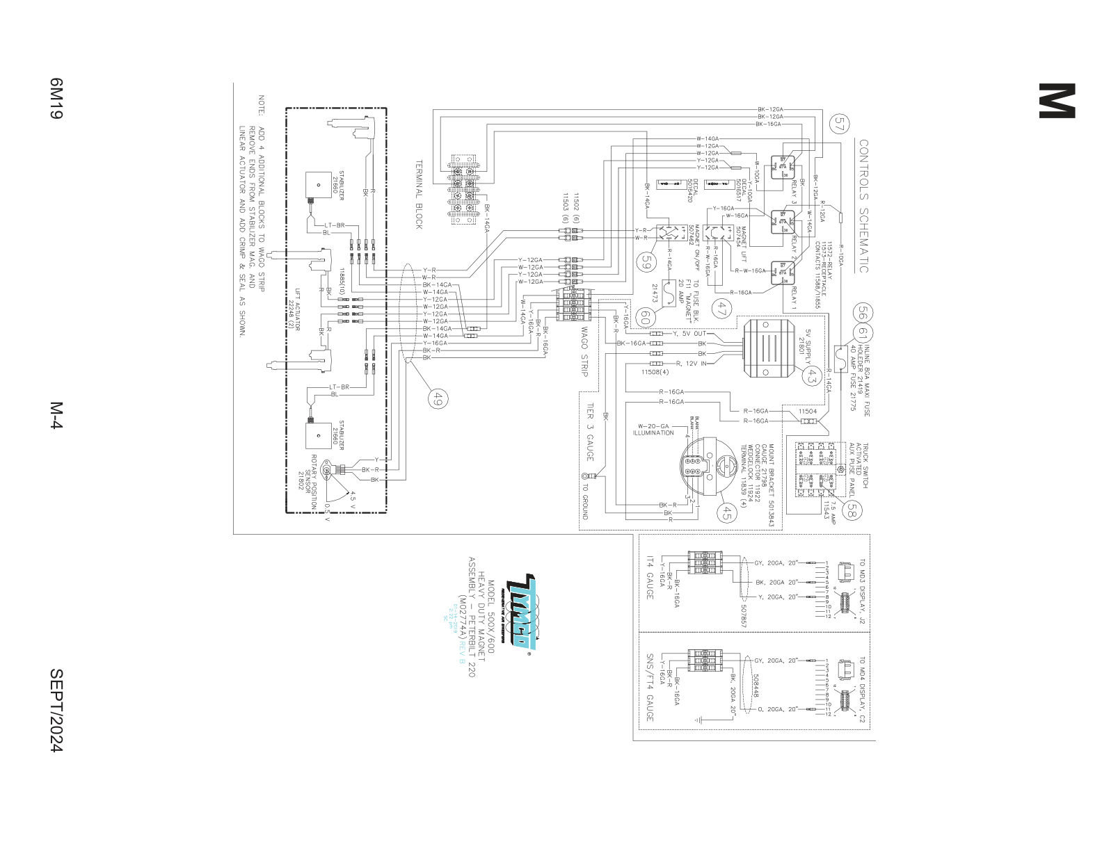 TYMCO MODEL 600/500x — PETERBILT 220 HEAVY DUTY MAGNET ASSEMBLY — DWG-M02774 & M02774A