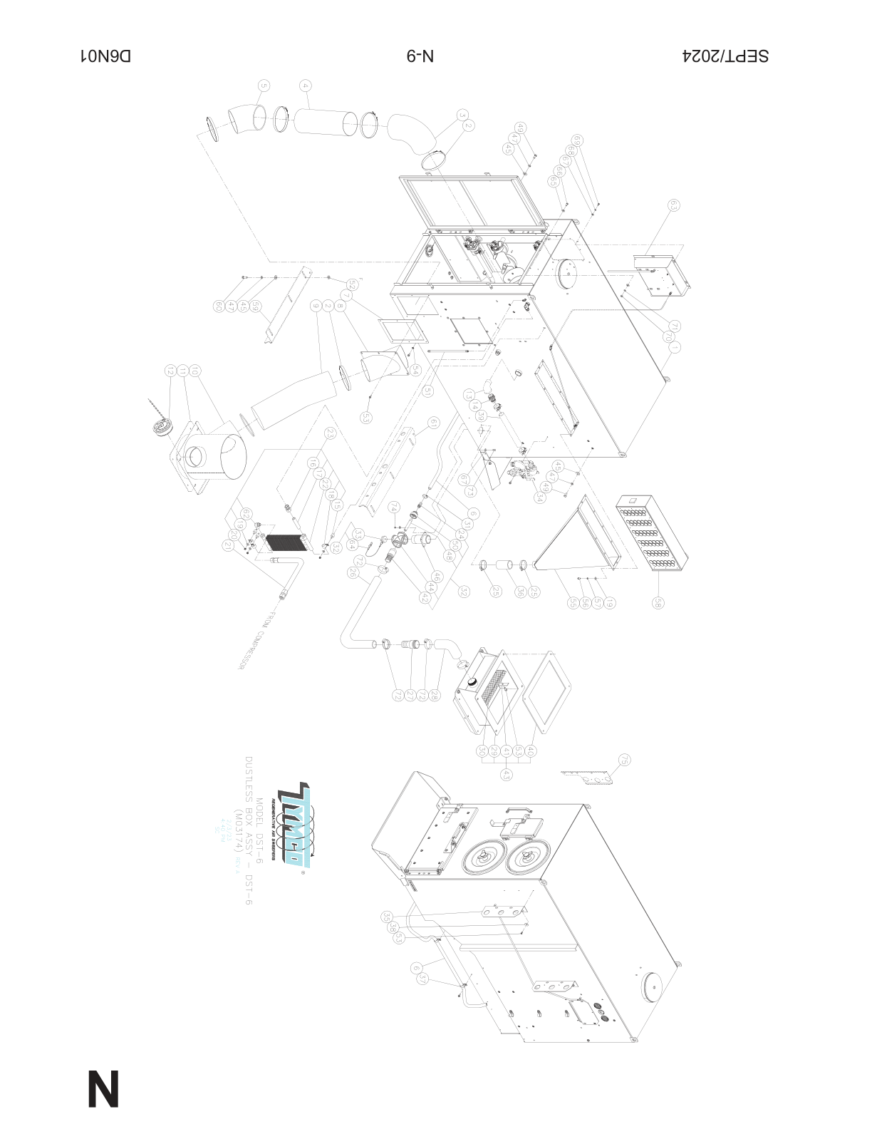 TYMCO MODEL DST-6 — DST BOX ASSEMBLY - DST-6 COMPONENTS — DWG-M03174