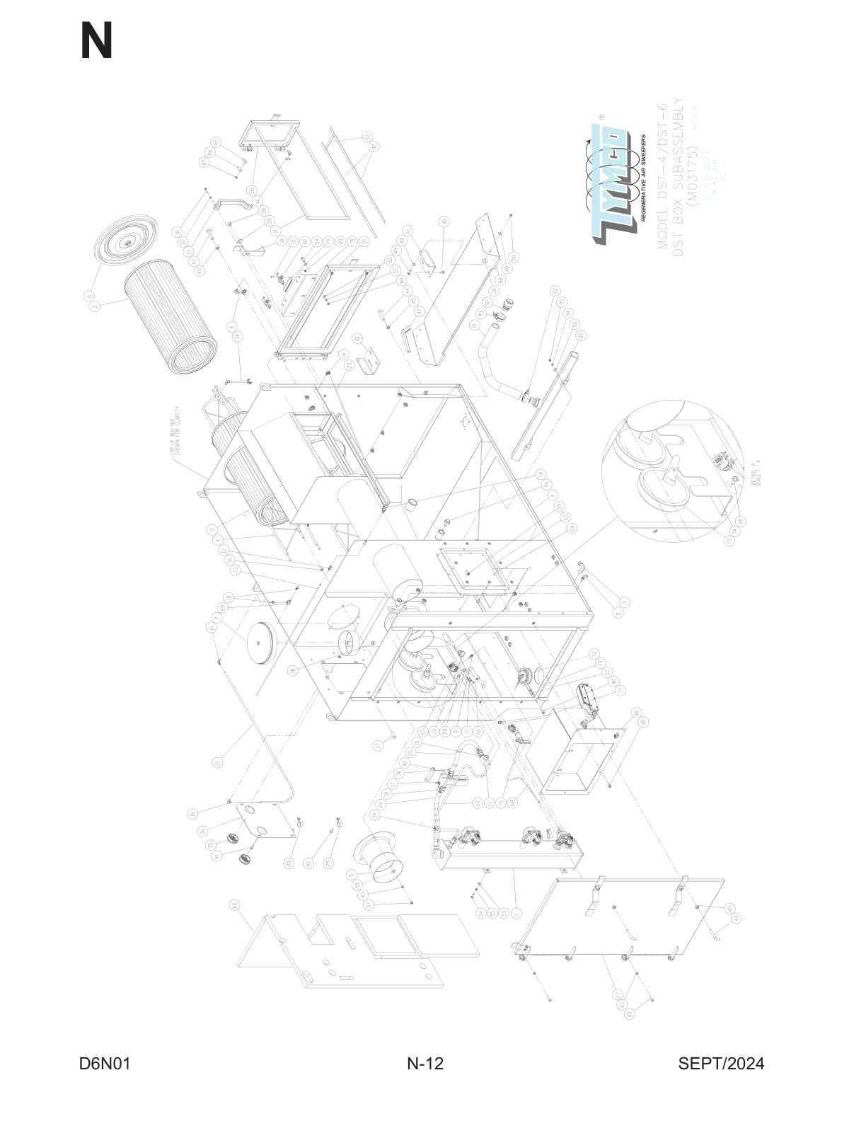 TYMCO MODEL DST-4/DST-6 — DST BOX SUBASSEMBLY — DWG-M03175