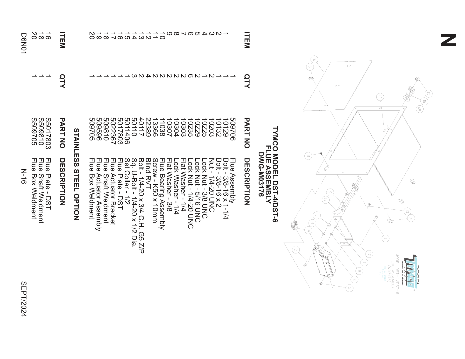 TYMCO MODEL DST-4/DST-6 — FLUE ASSEMBLY — DWG-M03176