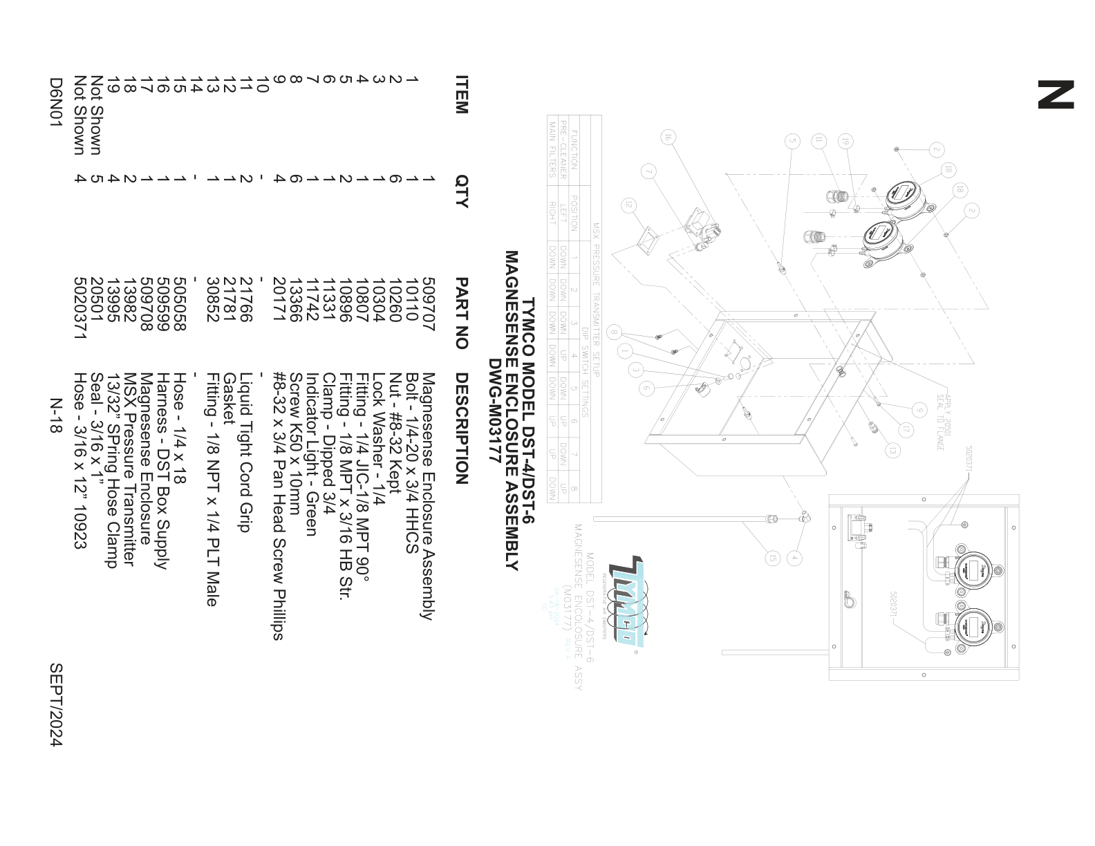 TYMCO MODEL DST-4/DST-6 — MAGNESENSE ENCLOSURE ASSEMBLY — DWG-M03177