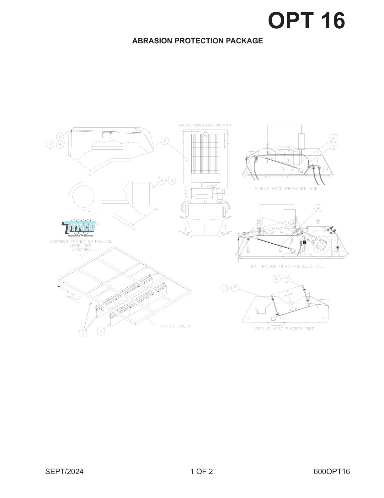 MODEL 600/DST-6 — ABRASION PROTECTION ASSEMBLY PARTS LIST — DWG-M00495