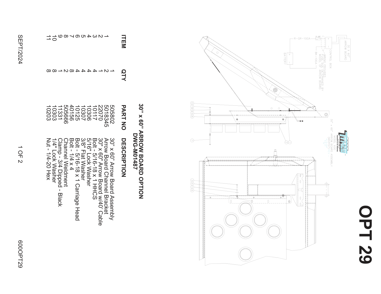 30” x 60” ARROW BOARD OPTION — DWG-M01487