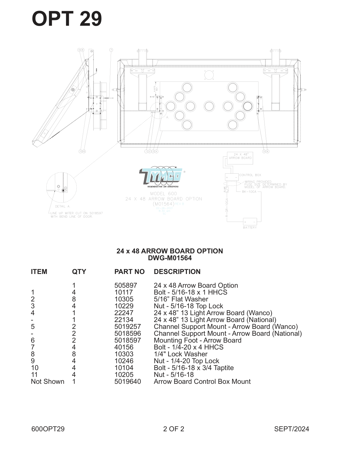 24 x 48 ARROW BOARD OPTION — DWG-M01564