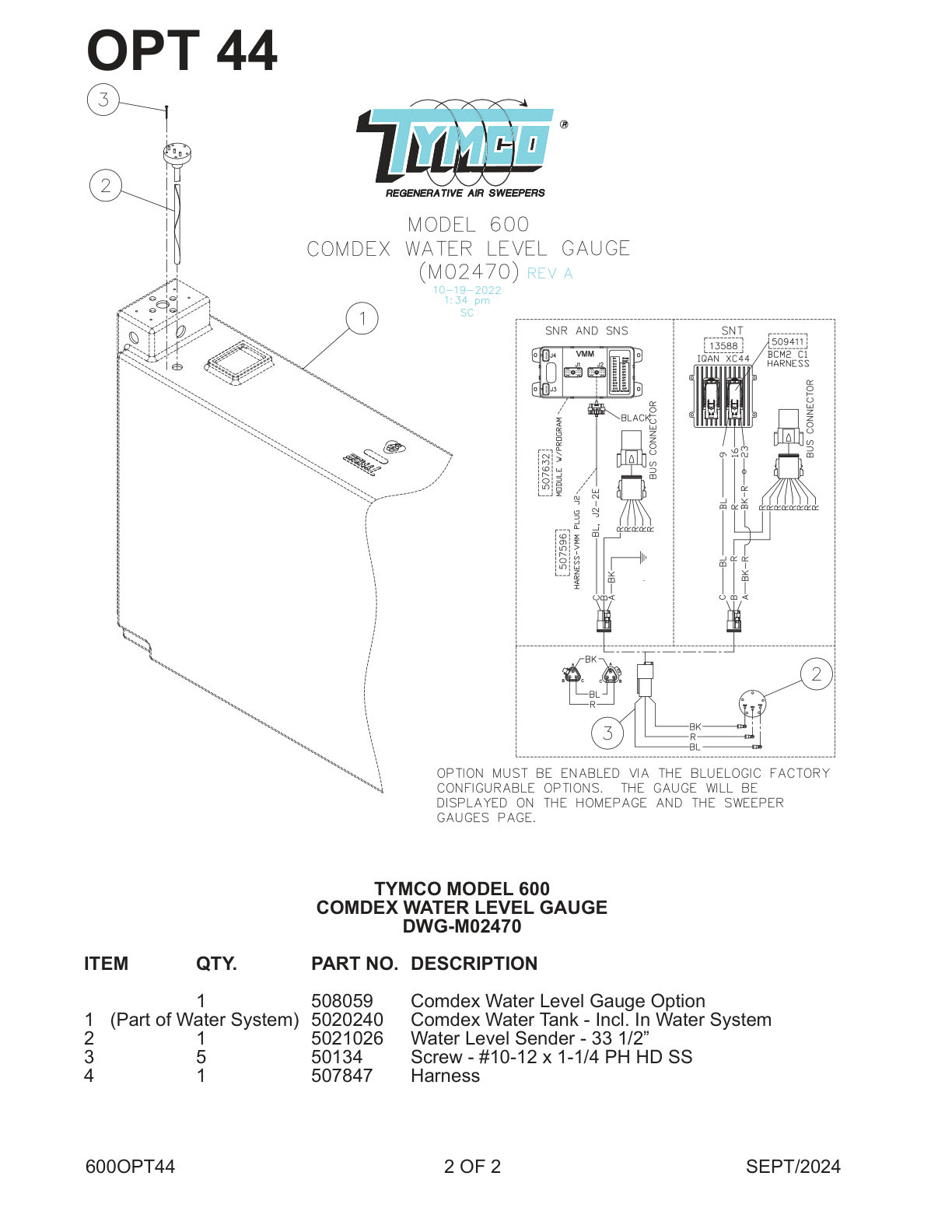 TYMCO MODEL 600 — COMDEX WATER LEVEL GAUGE — DWG-M02470