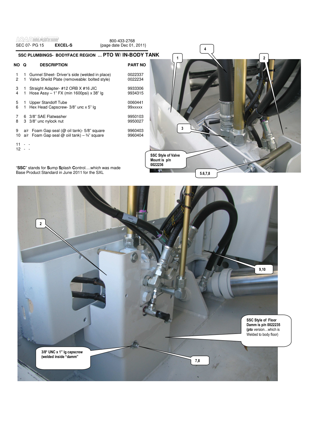 SSC PLUMBINGS-  BODYFACE REGION  … PTO W/ IN-BODY TANK