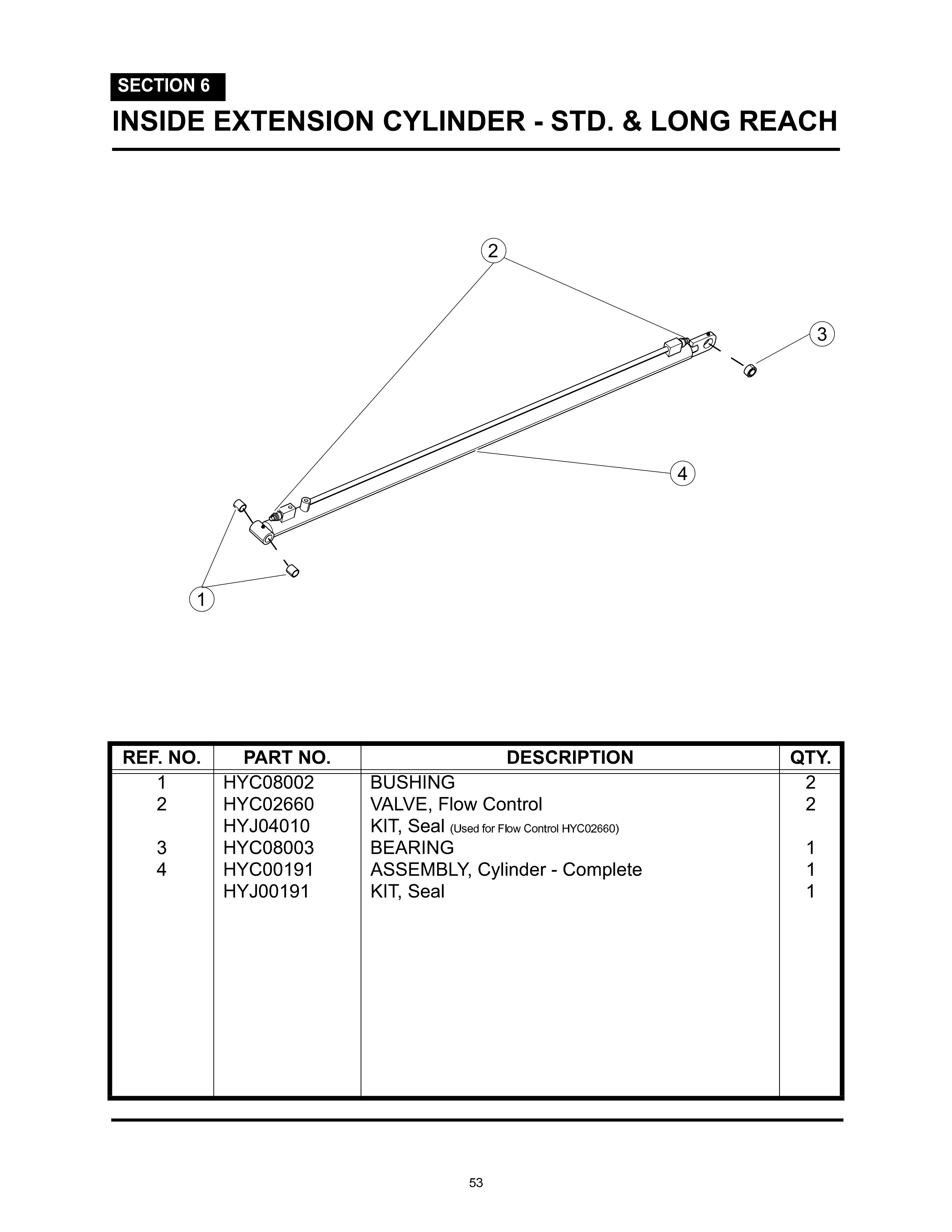 Inside Extension Cylinder - STD & Long Reach
