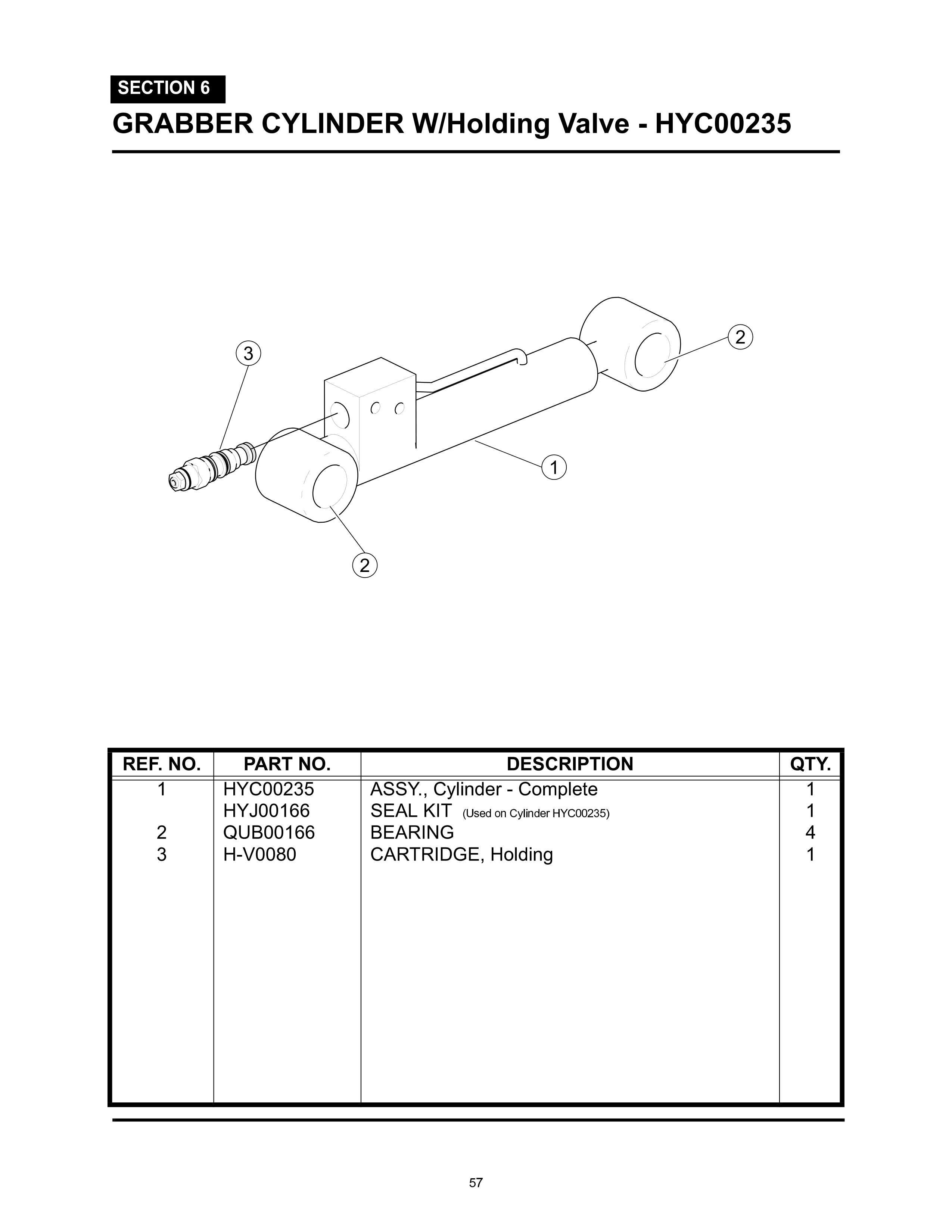 Grabber Cylinder w/Holding Valve - HYC00225