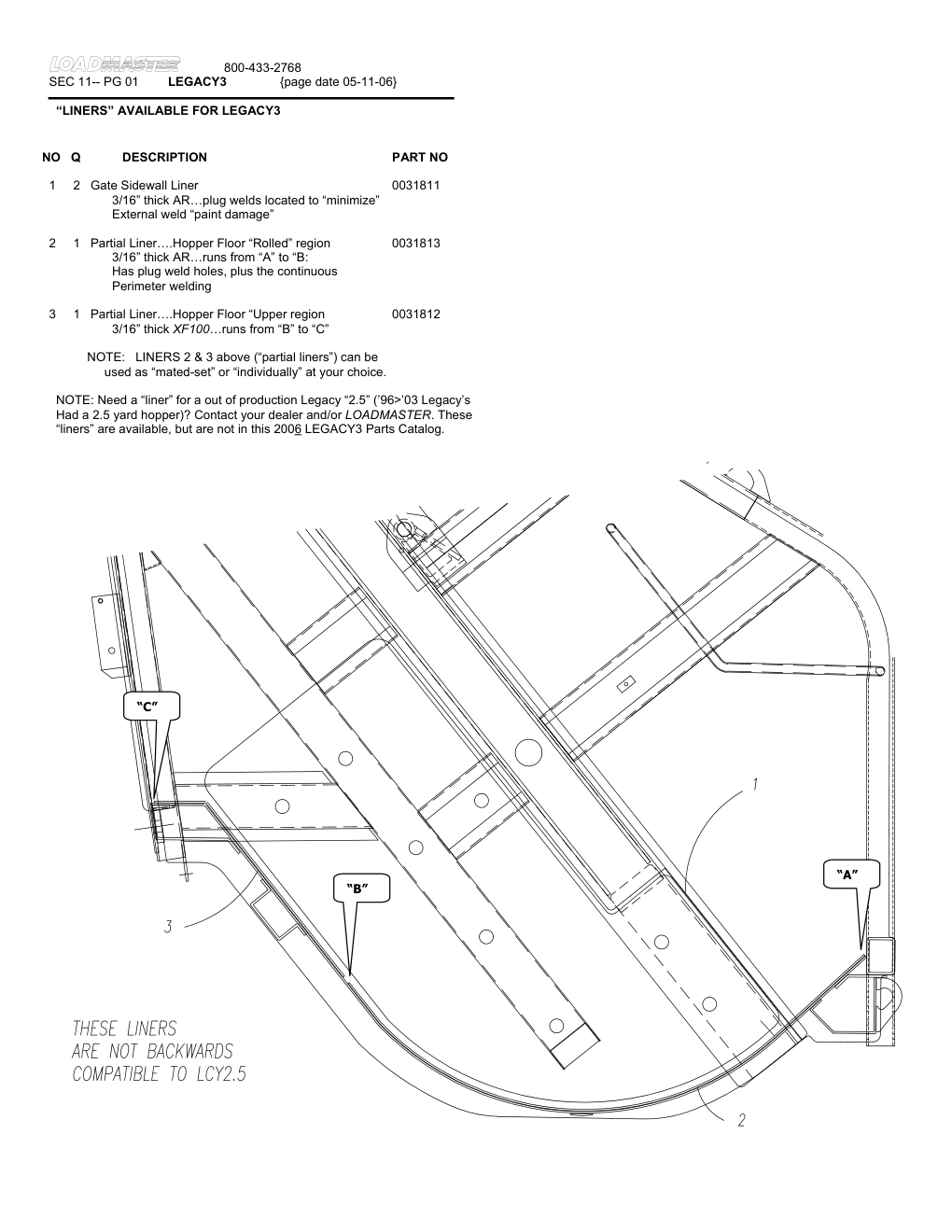 "LINERS" AVAILABLE FOR LEGACY3