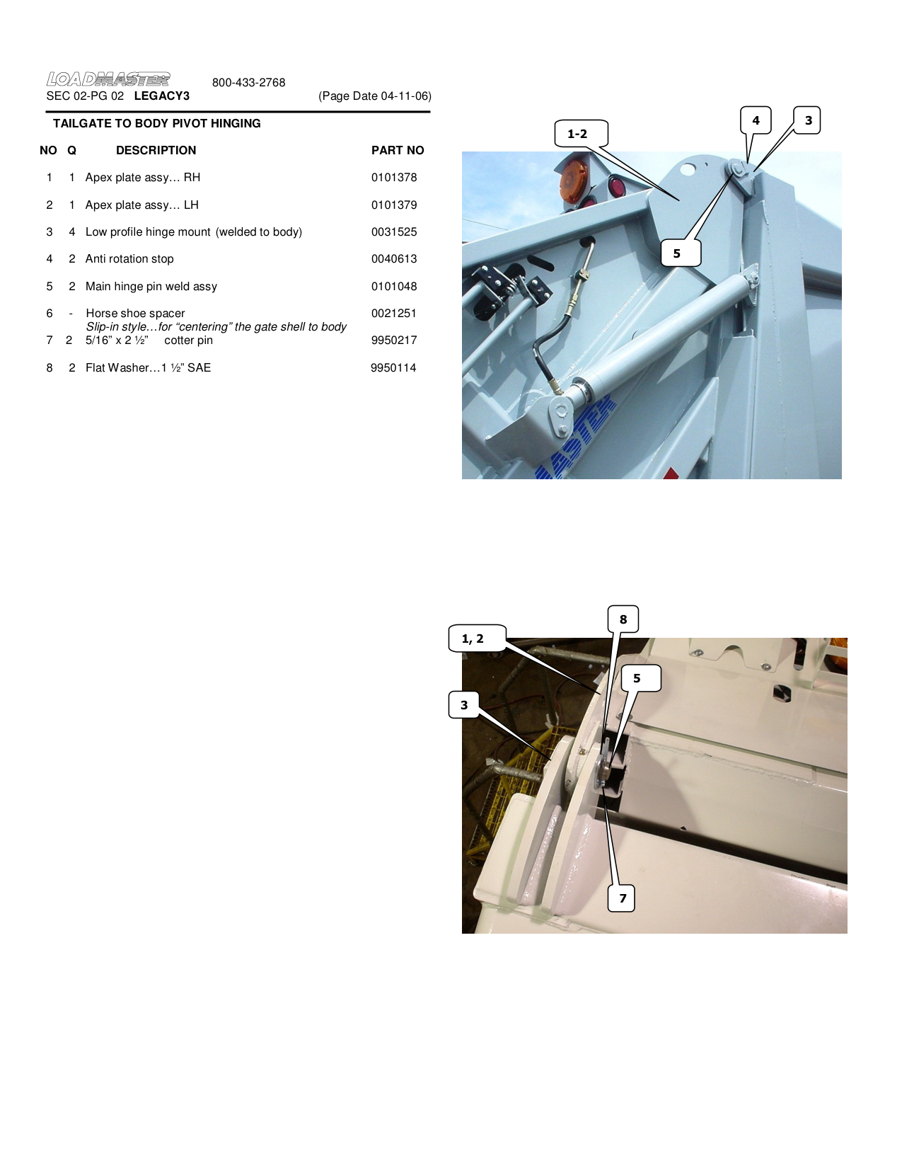 TAILGATE TO BODY PIVOT HINGING