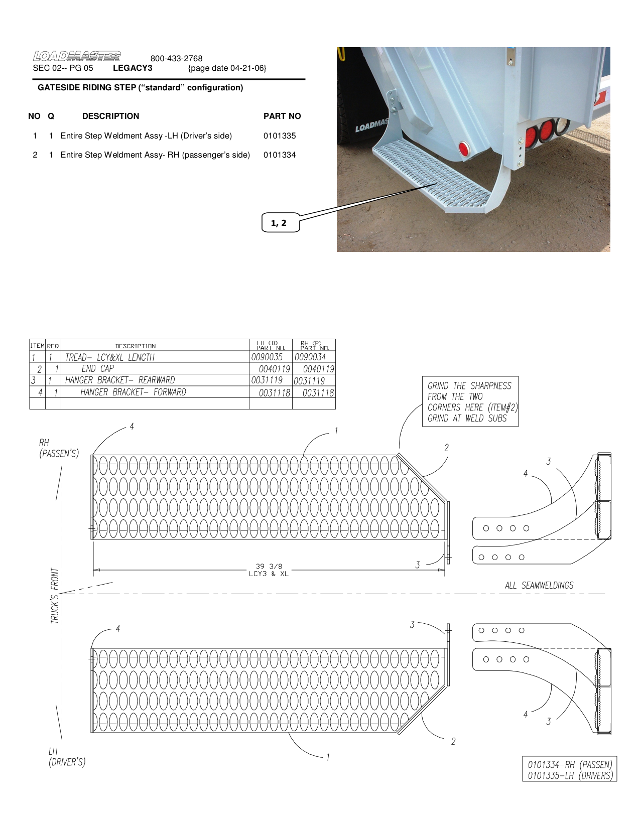 GATESIDE RIDING STEP (“standard” configuration)