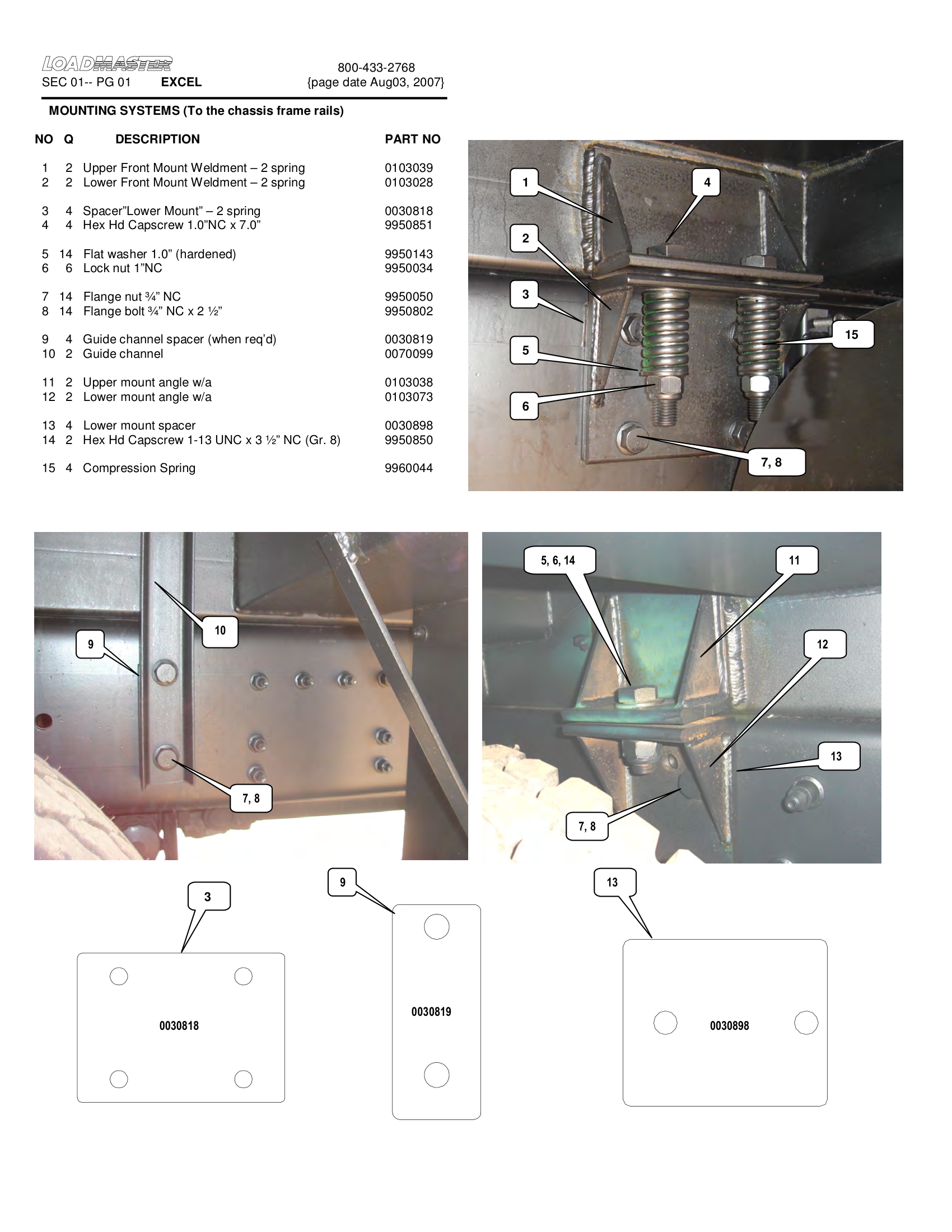 MOUNTING SYSTEMS (To the chassis frame rails)