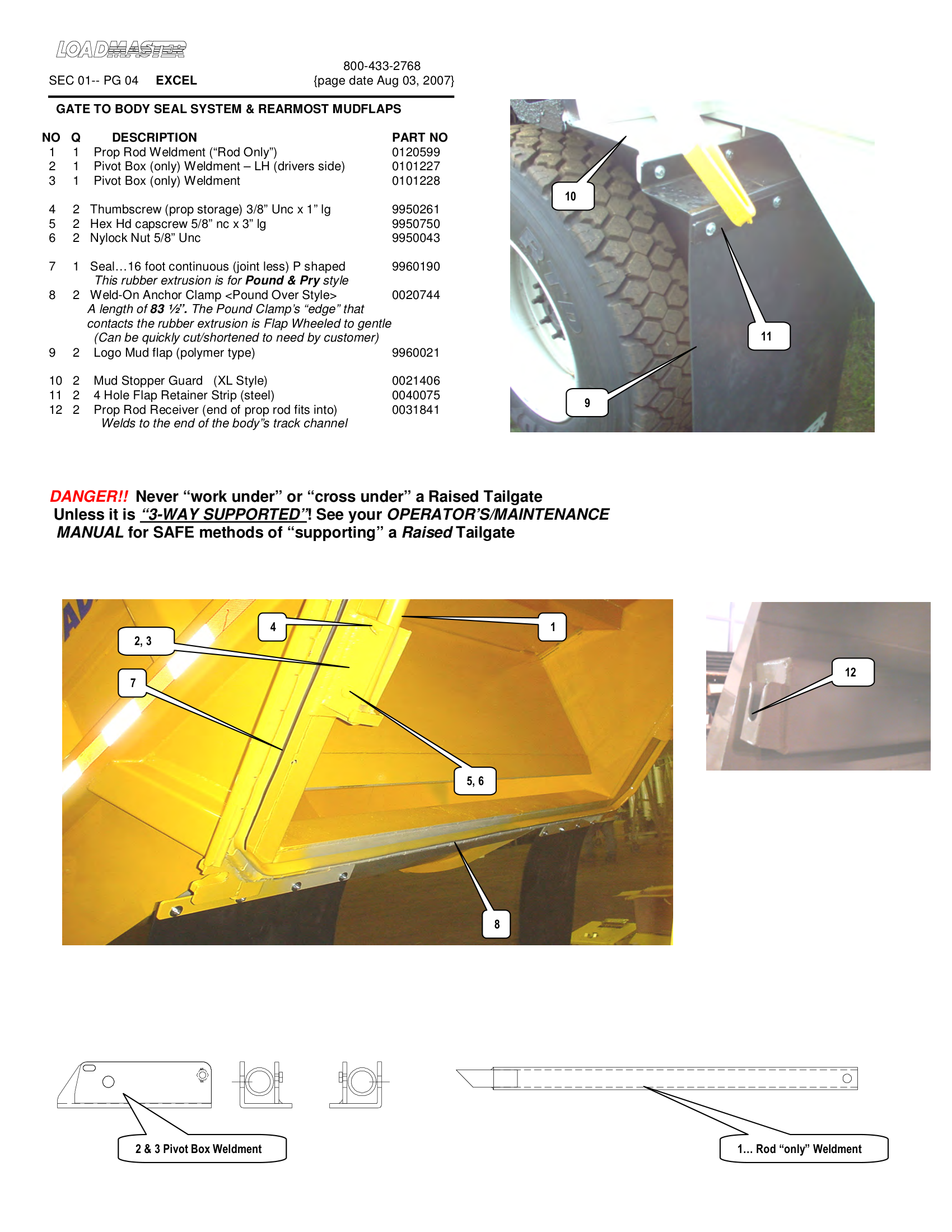 GATE TO BODY SEAL SYSTEM &amp; REARMOST MUDFLAPS