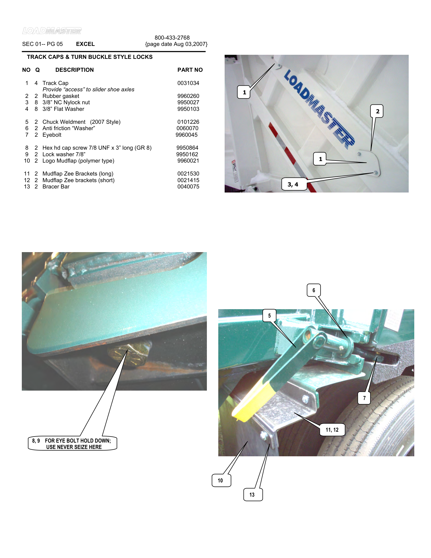 TRACK CAPS &amp; TURN BUCKLE STYLE LOCKS