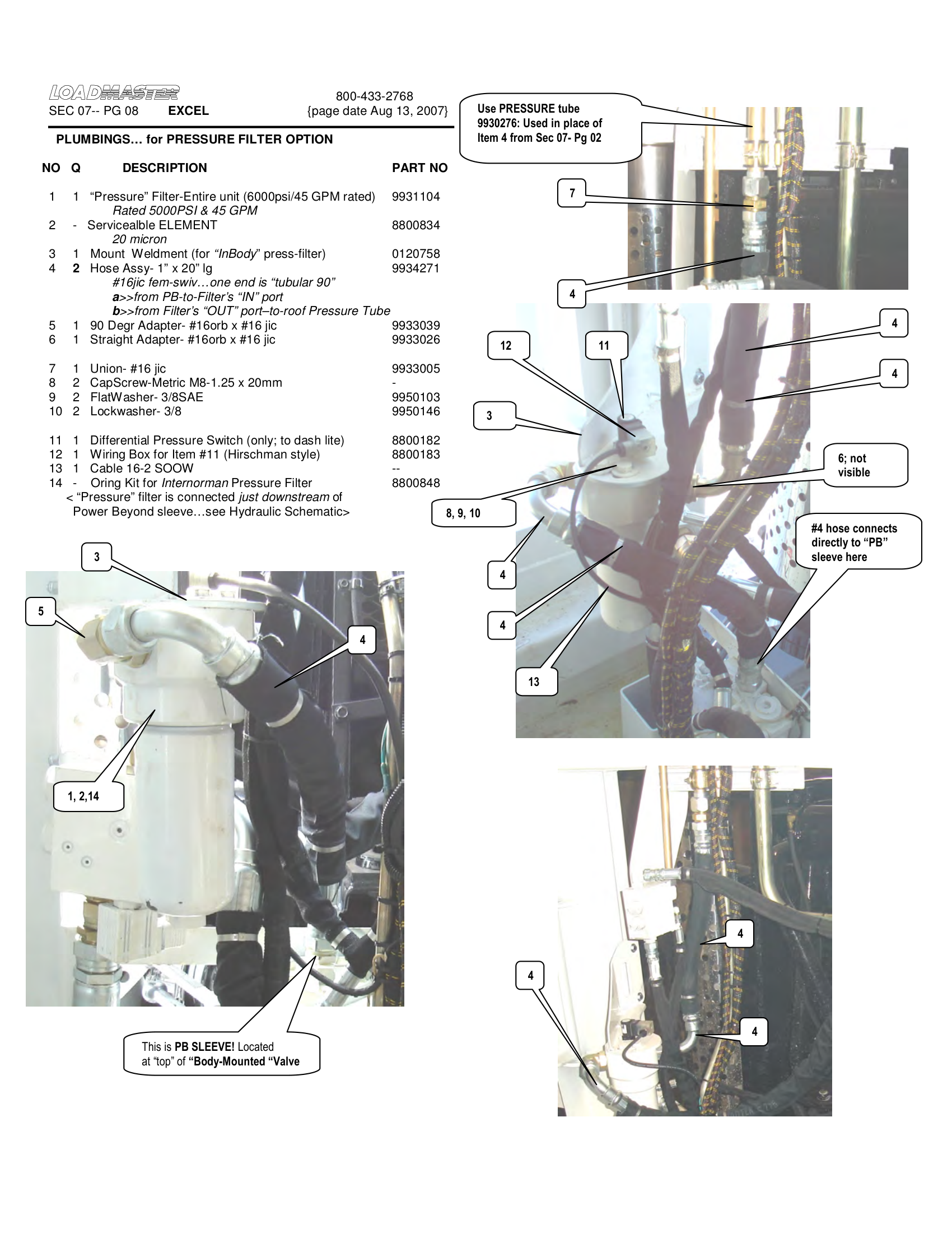 PLUMBINGS… for PRESSURE FILTER OPTION