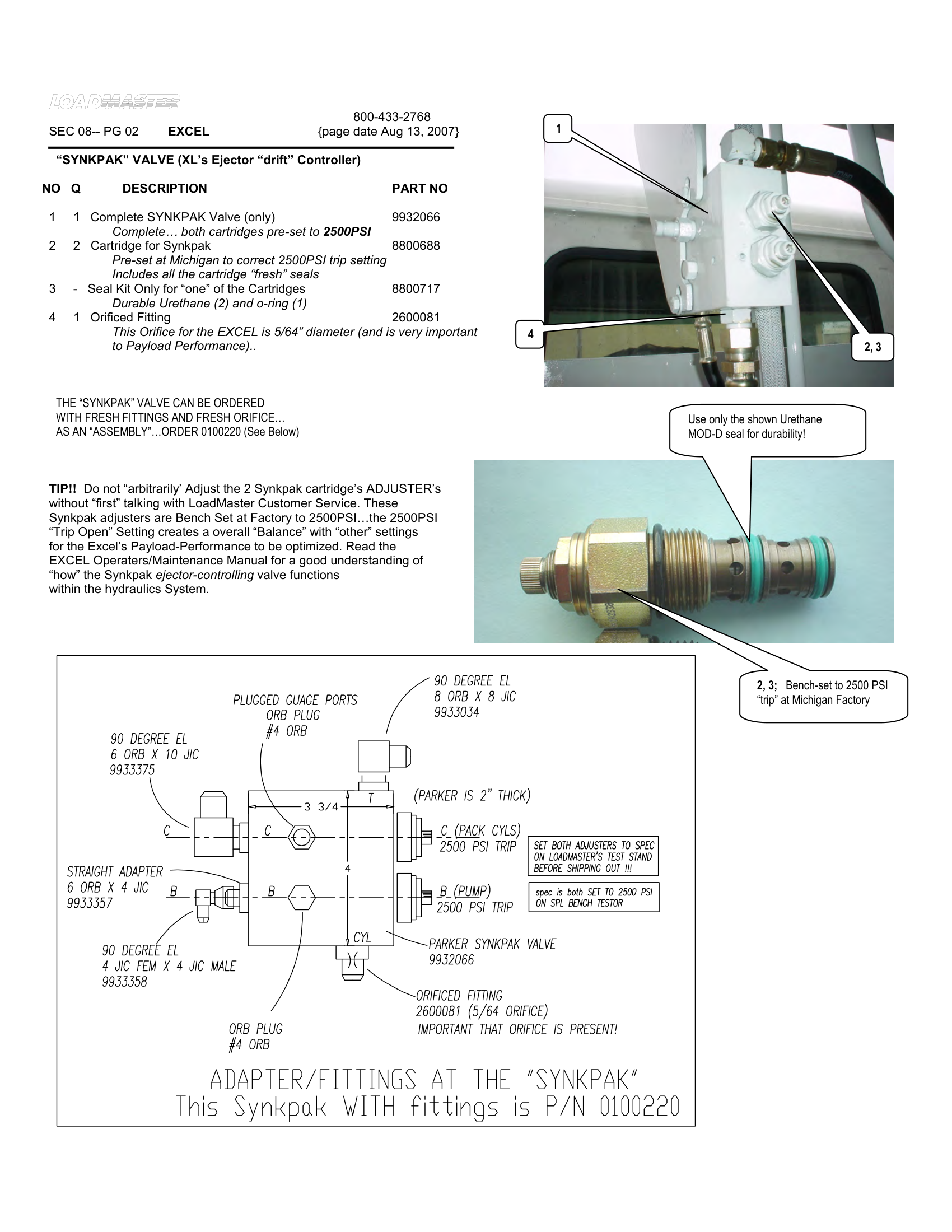 “SYNKPAK” VALVE (XL’s Ejector “drift” Controller)