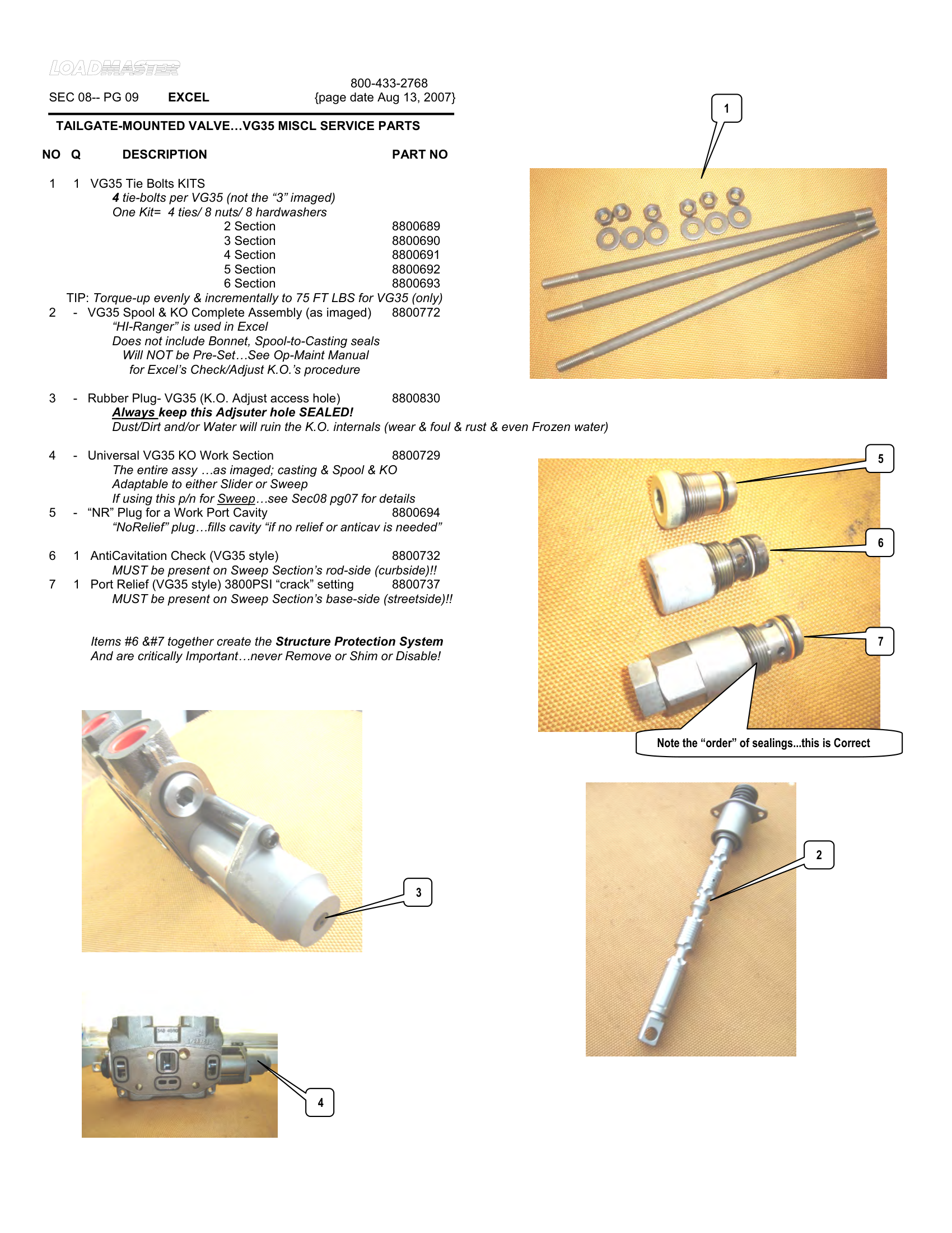 TAILGATE-MOUNTED VALVE…VG35 MISCL SERVICE PARTS