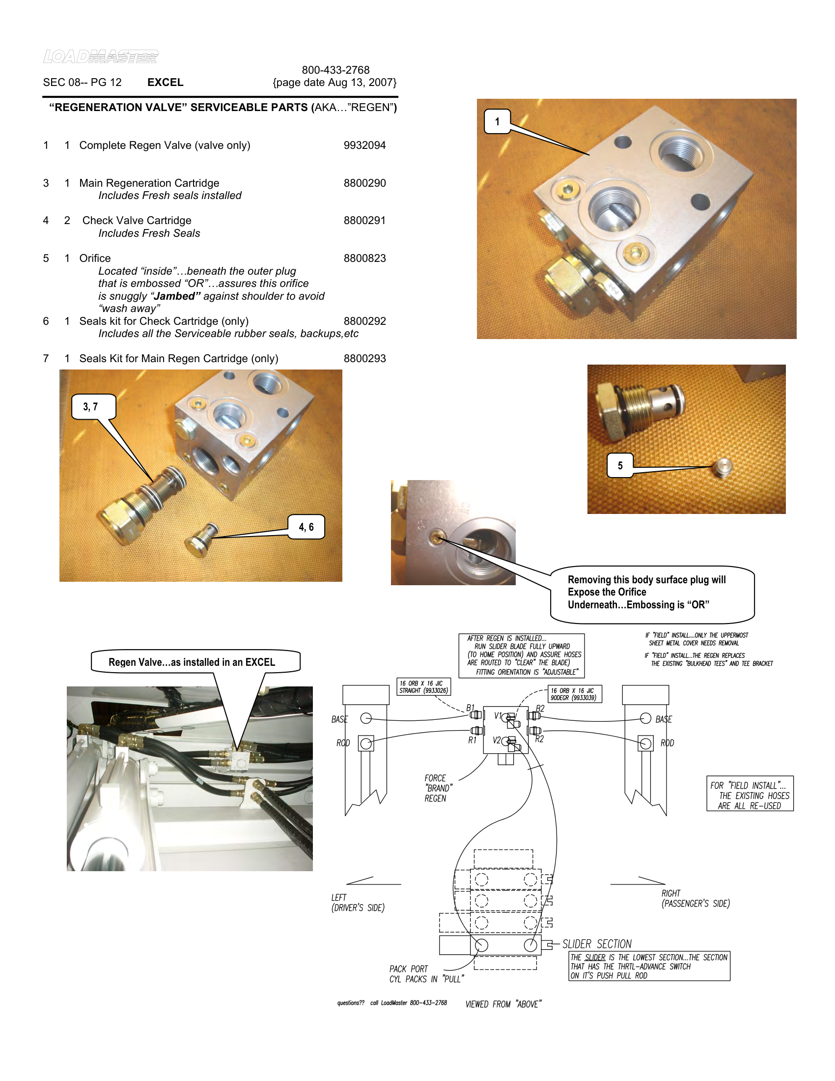 “REGENERATION VALVE” SERVICEABLE PARTS (AKA…”REGEN”)