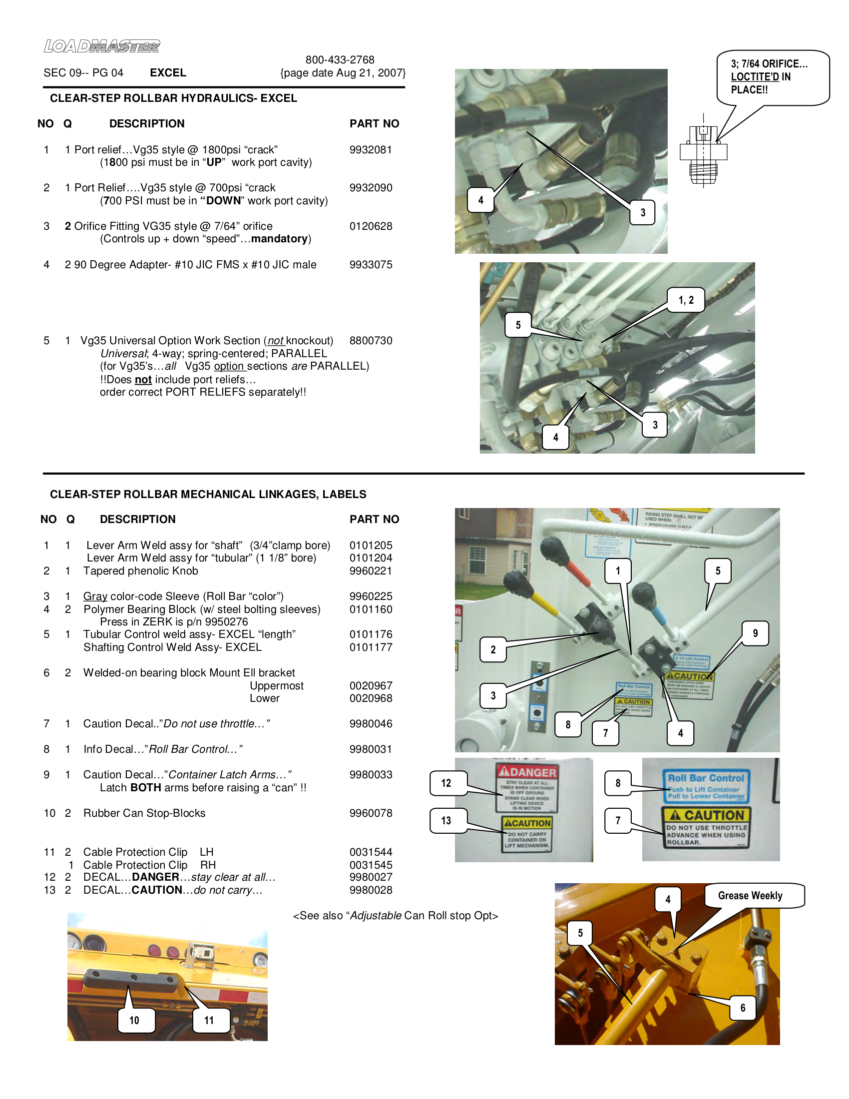 CLEAR-STEP ROLLBAR HYDRAULICS- EXCEL